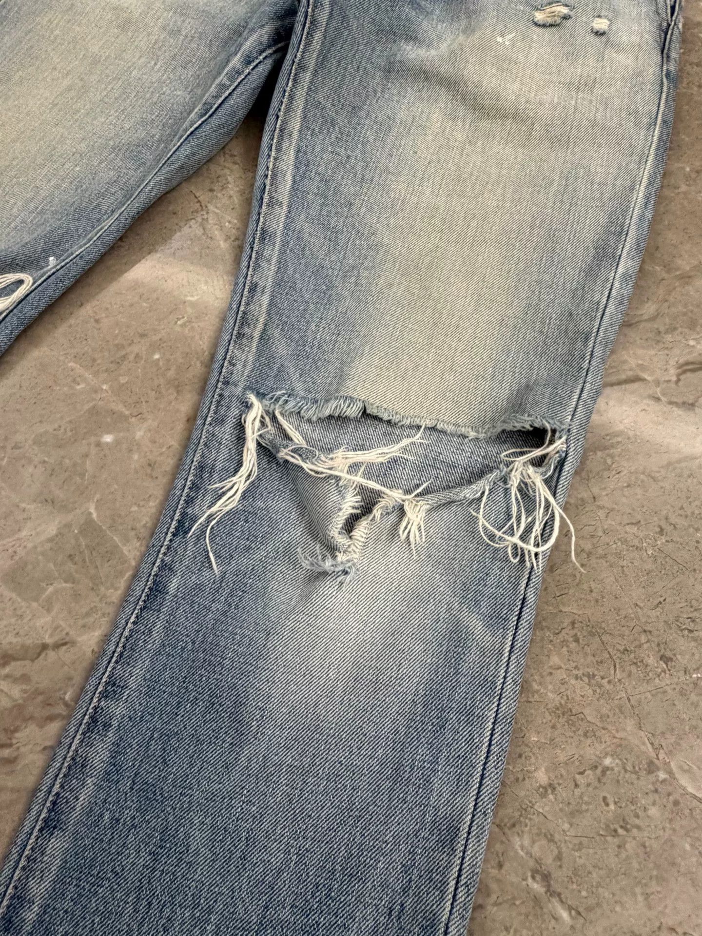 Saint Laurent Paris Saint Laurent Blue Distressed Denim Pants Size US 29 - 2 Thumbnail