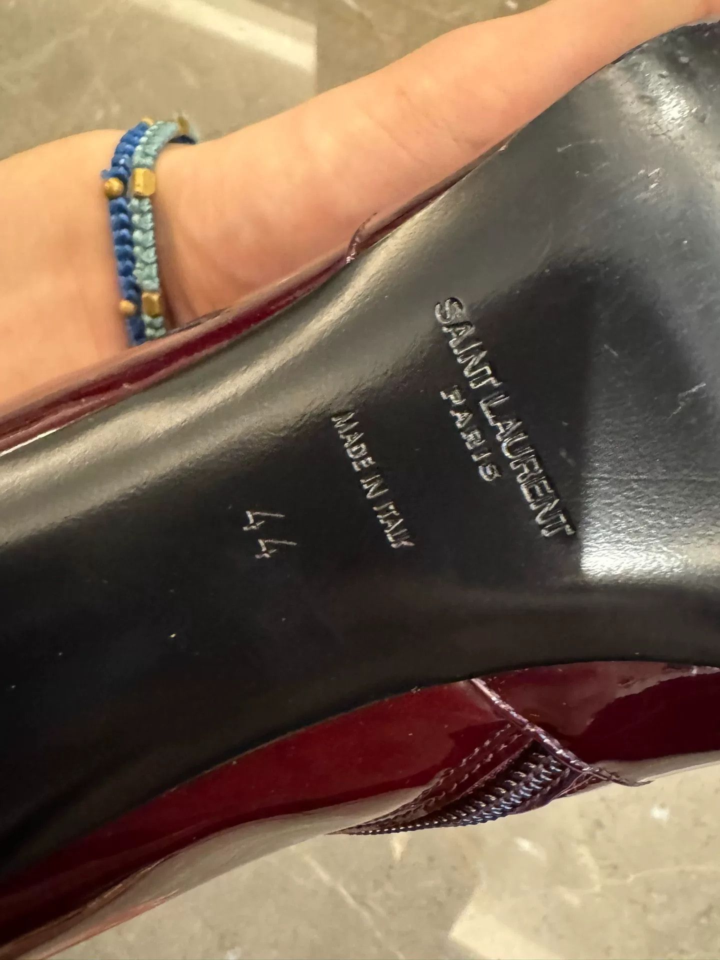 Yves Saint Laurent Saint Laurent Burgundy Patent Leather Ankle Boots Size US 11 / IT 41 - 5 Thumbnail