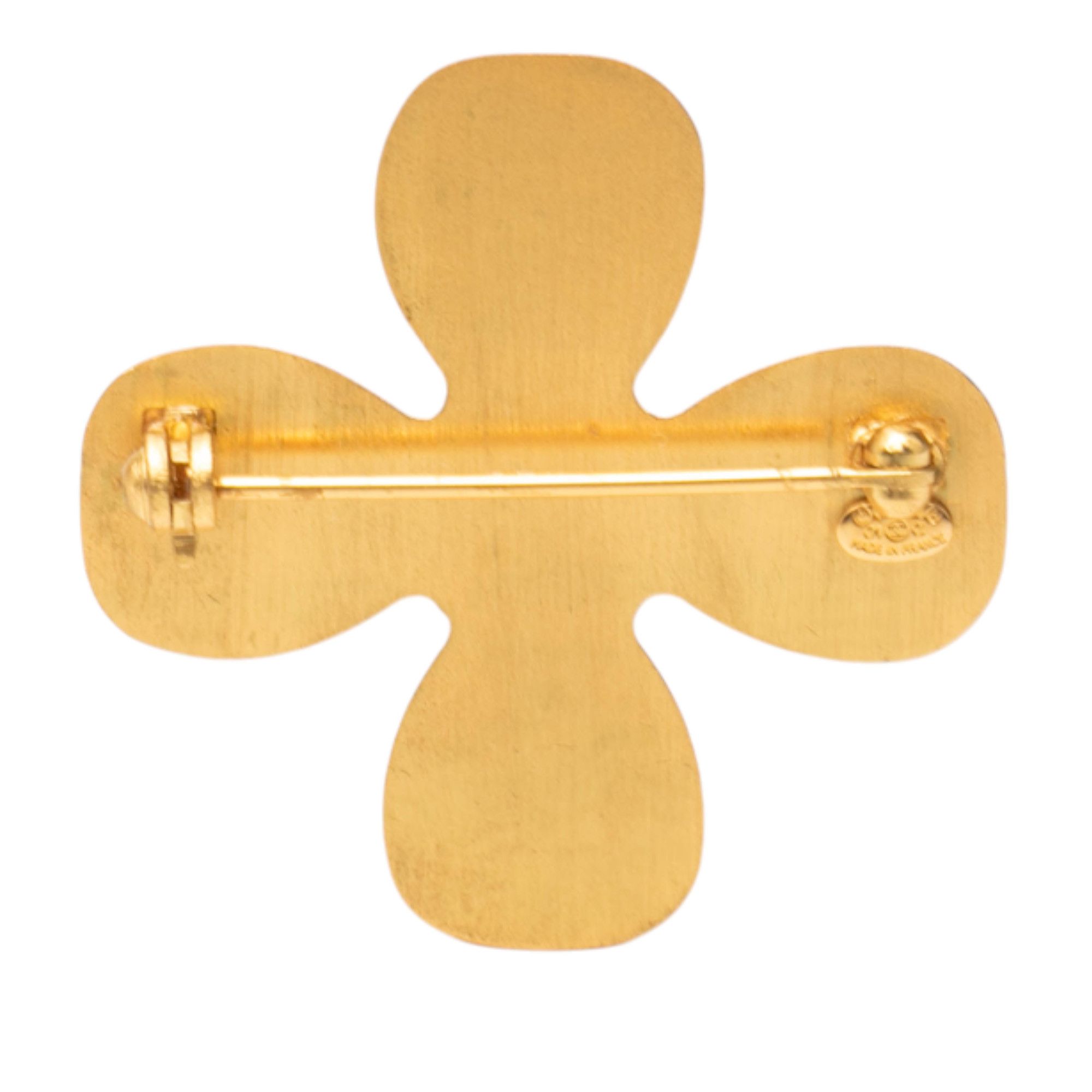 Chanel Chanel CC Gold Plated Rhinestones Clover Brooch Size ONE SIZE - 2 Thumbnail