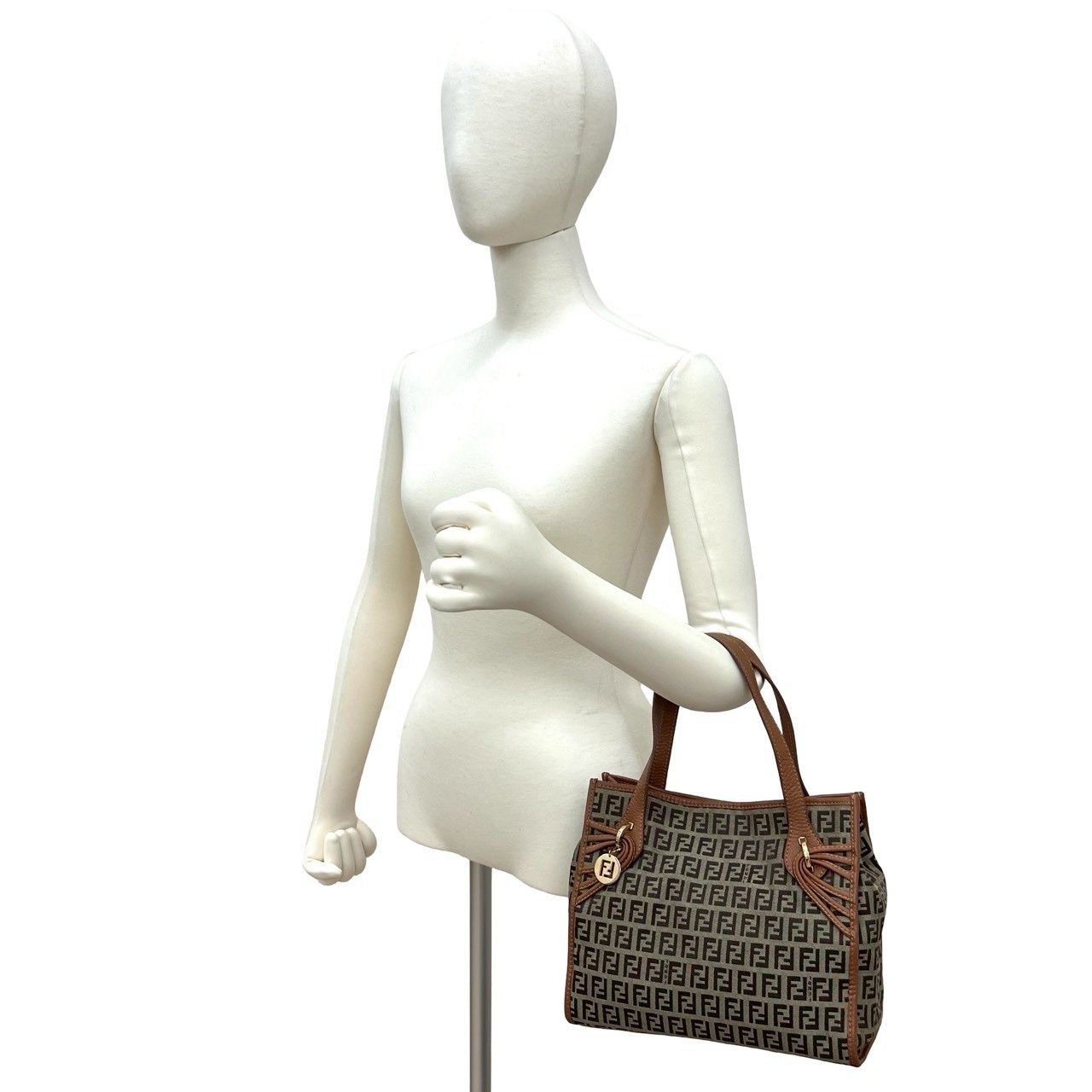 Fendi Fendi Fendi Zucchino Canvas Leather Handbag Textile Tote Bag 254-7 DUTY FREE for USA Size ONE SIZE - 3 Thumbnail