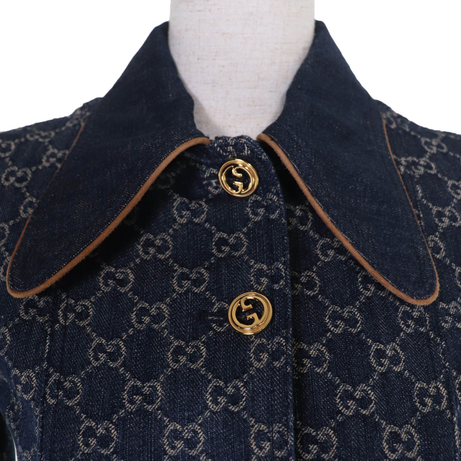 Gucci Gucci Gucci GG washed organic leather Denim Jacket Textile Outerwear 652658 DUTY FREE for USA Size ONE SIZE - 4 Thumbnail