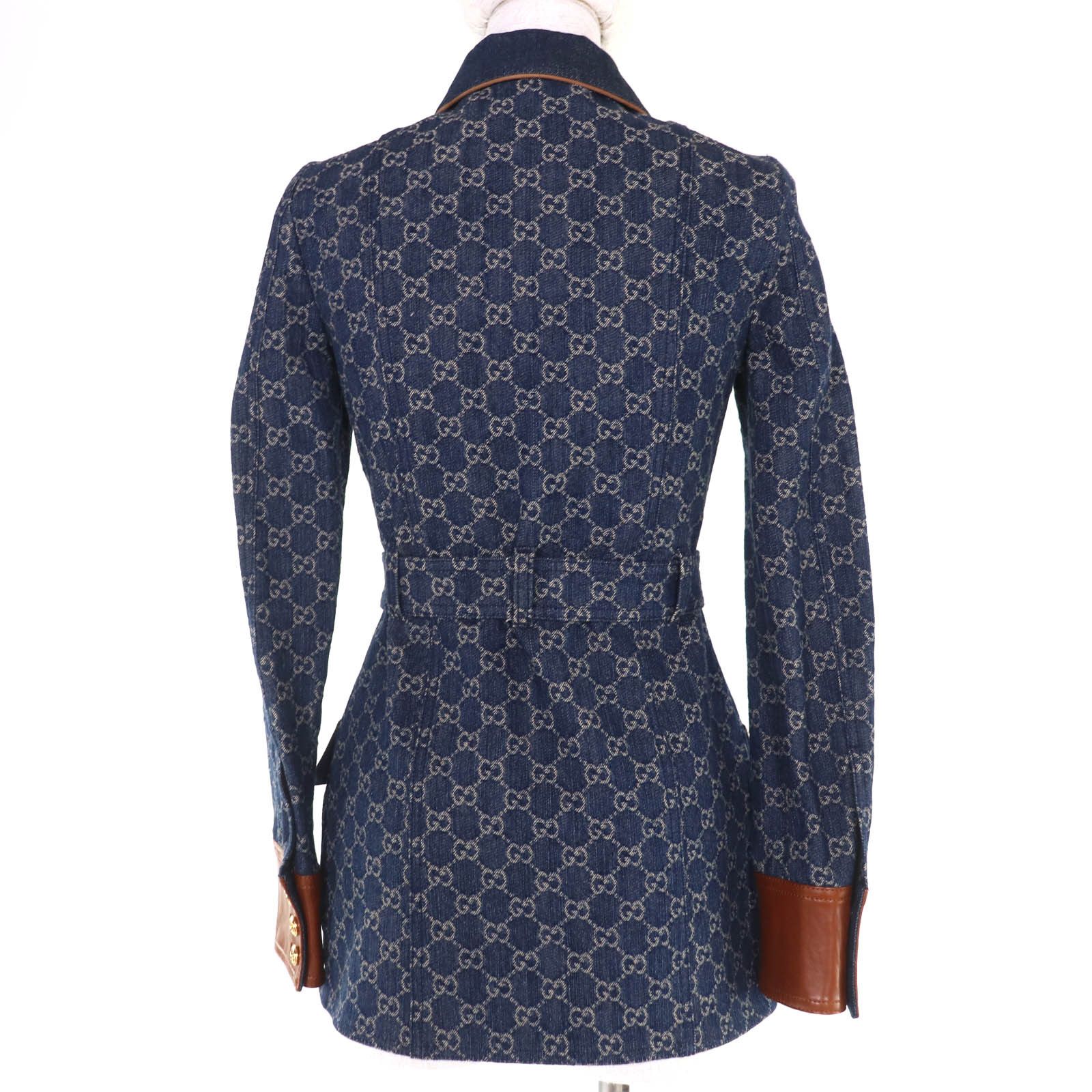 Gucci Gucci Gucci GG washed organic leather Denim Jacket Textile Outerwear 652658 DUTY FREE for USA Size ONE SIZE - 3 Thumbnail