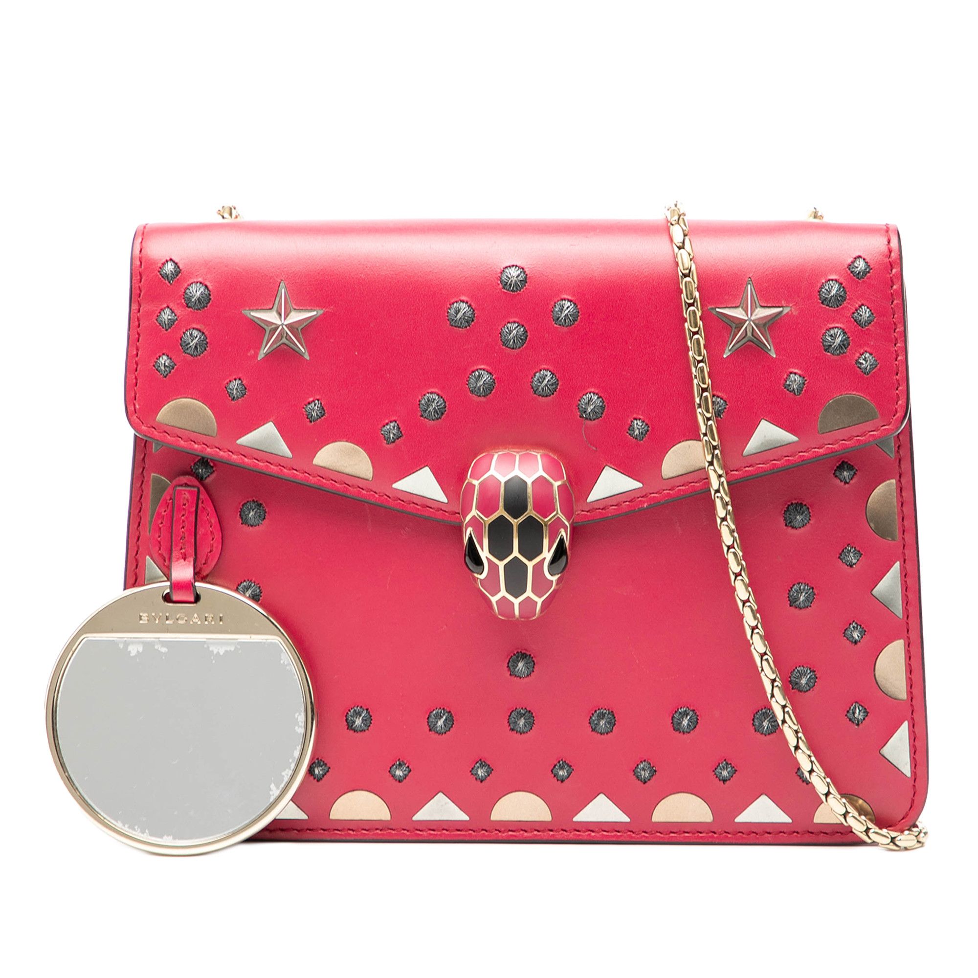 Bvlgari Bvlgari Small Studded Leather Laser Cut Square Serpenti Forever Chain Crossbody Size ONE SIZE - 7 Thumbnail