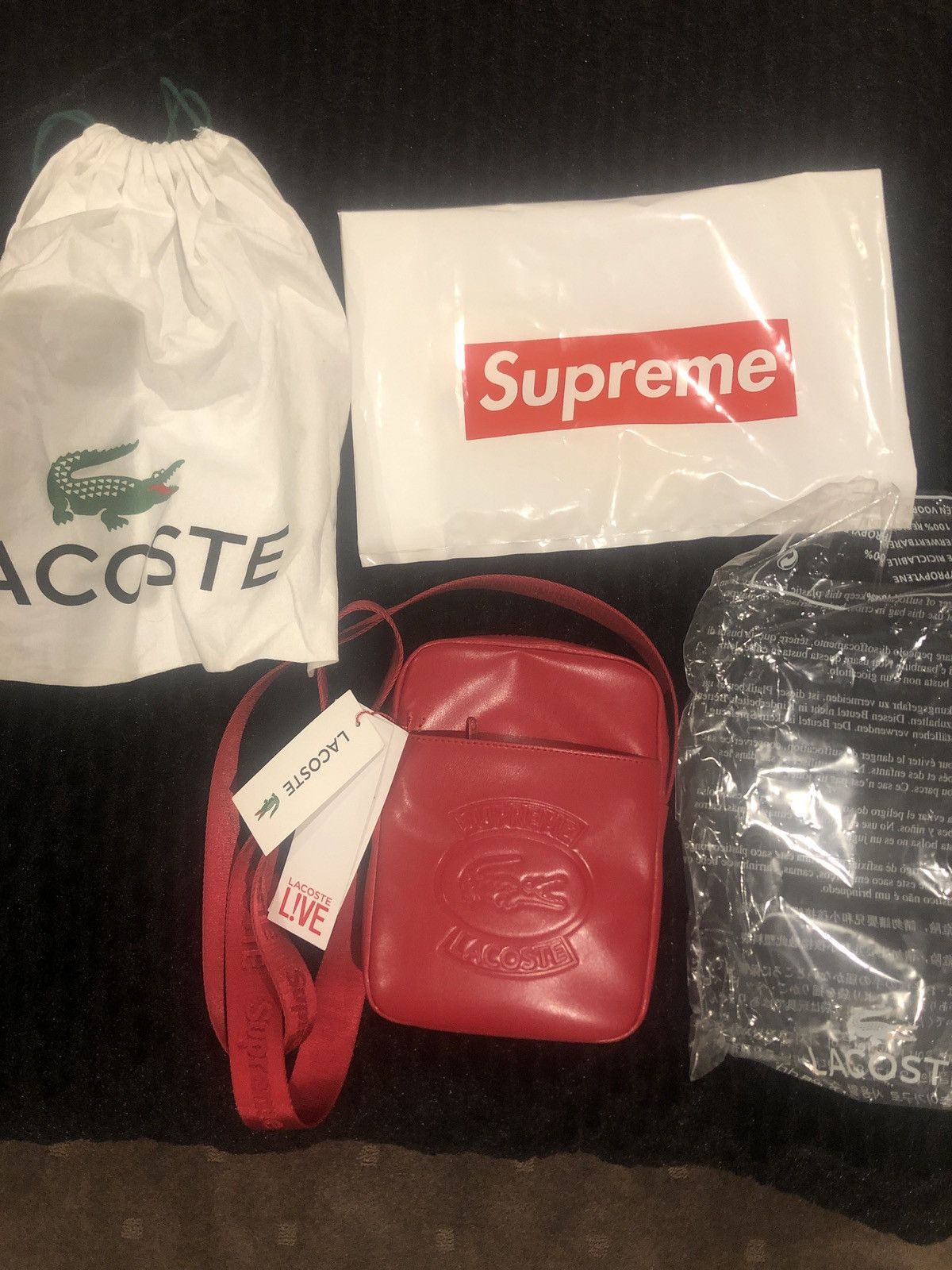 Supreme lacoste 2024 bag red