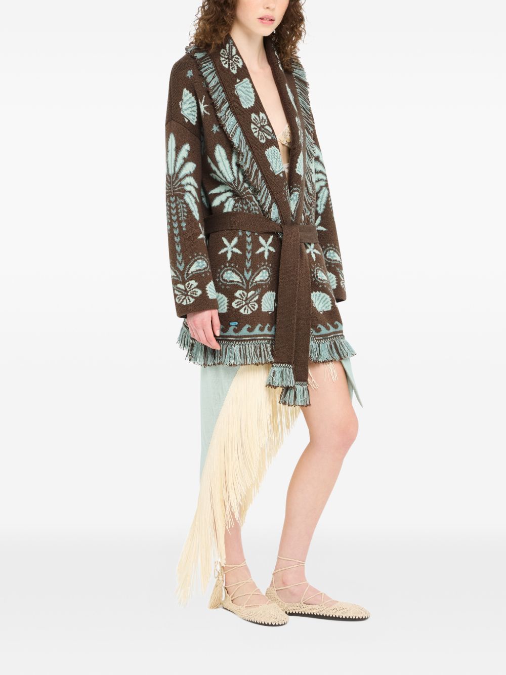 Alanui ECHOES OF THE ISLAND WOOL AND COTTON CARDIGAN Size S / US 4 / IT 40 - 4 Thumbnail