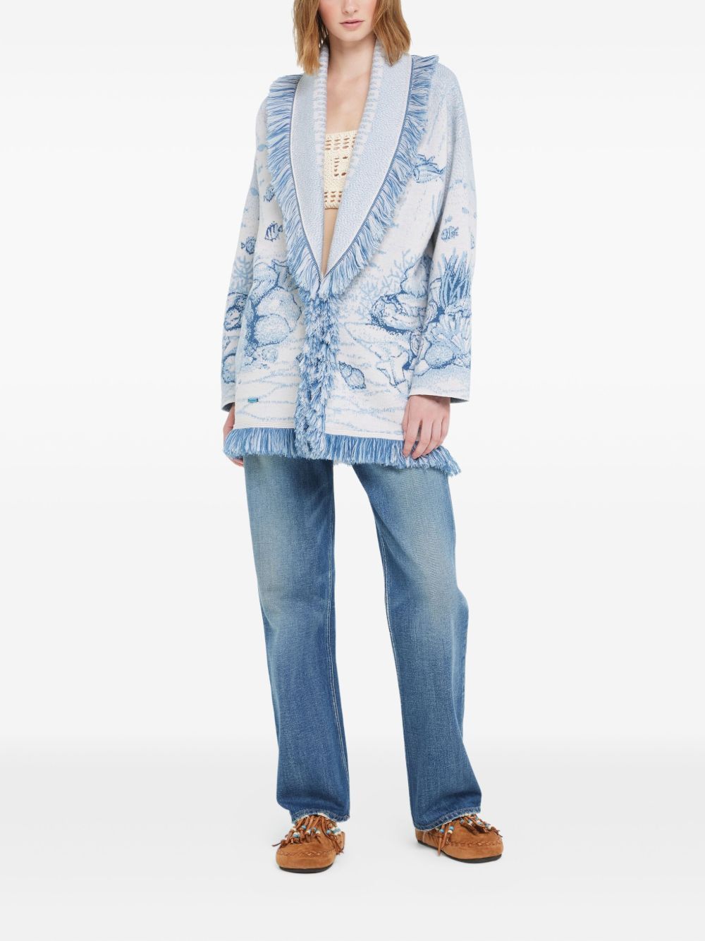 Alanui DEEP IN THE OCEAN WOOL CARDIGAN Size S / US 4 / IT 40 - 4 Thumbnail