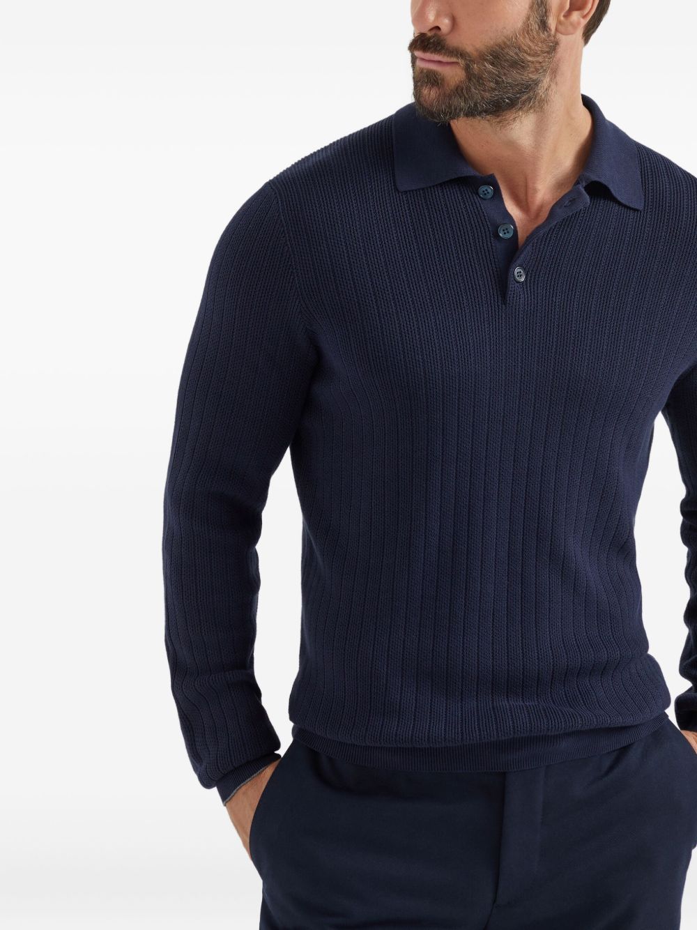 Brunello Cucinelli COTTON KNITTED POLO Size US XXL / EU 58 / 5 - 2 Thumbnail