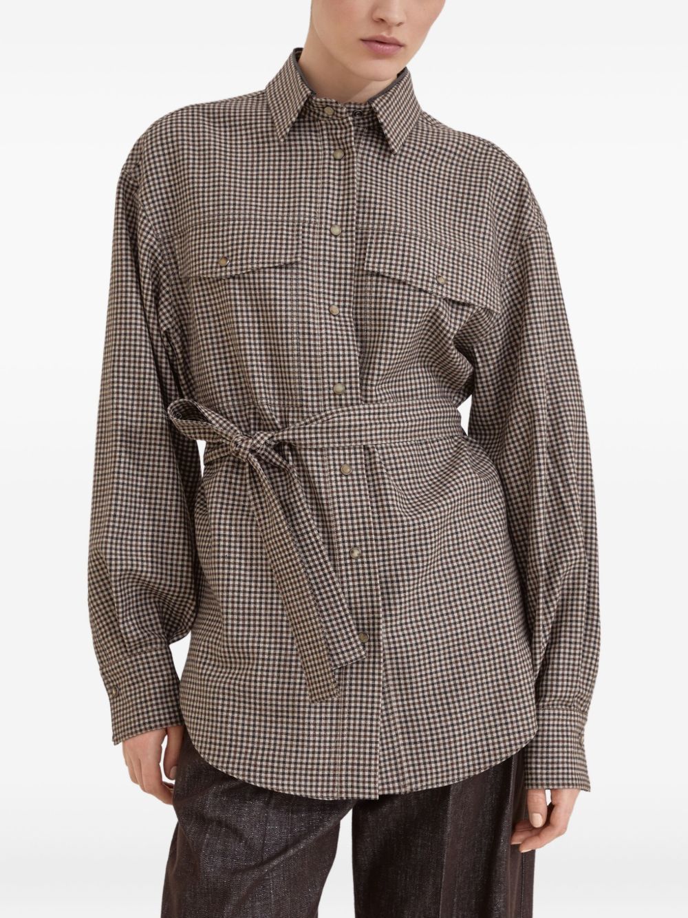 Brunello Cucinelli WOOL CHECKED SHIRT Size M / US 6-8 / IT 42-44 - 6 Thumbnail