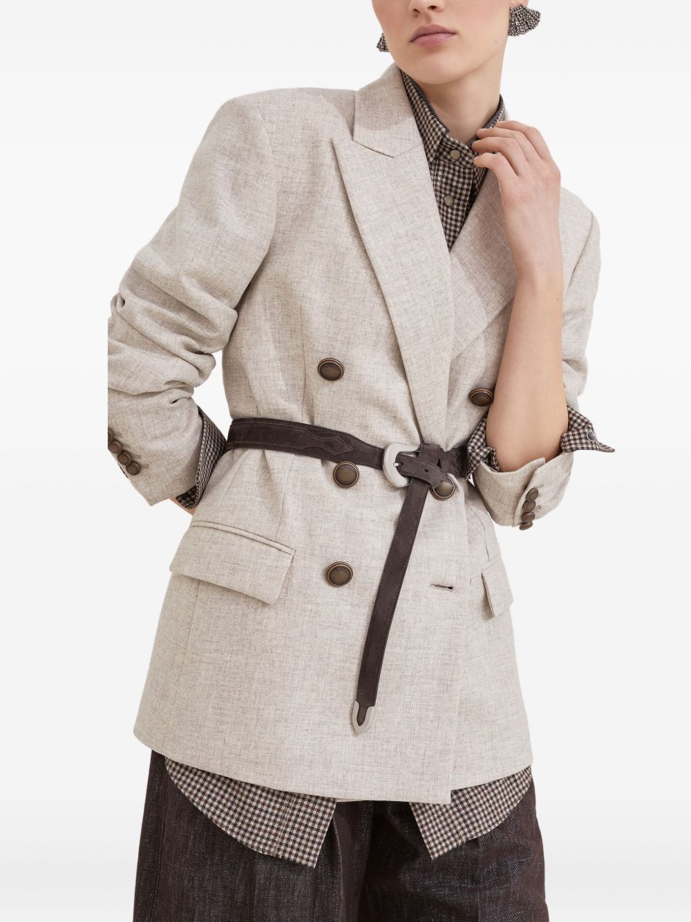 Brunello Cucinelli WOOL DOUBLE-BREASTED JACKET Size XS / US 0-2 / IT 36-38 - 5 Thumbnail