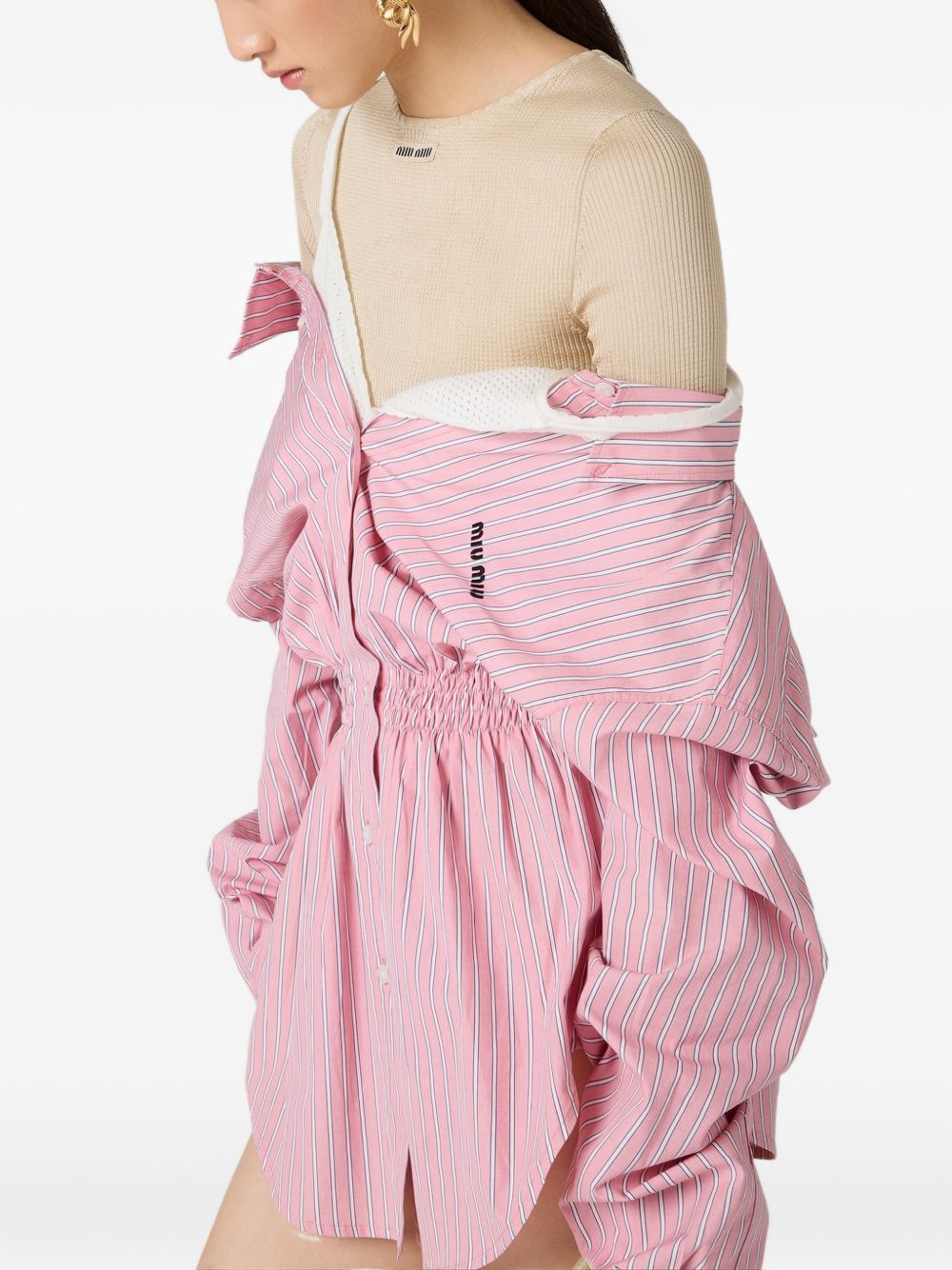 Miu Miu STRIPED COTTON MINI DRESS Size M / US 6-8 / IT 42-44 - 5 Thumbnail
