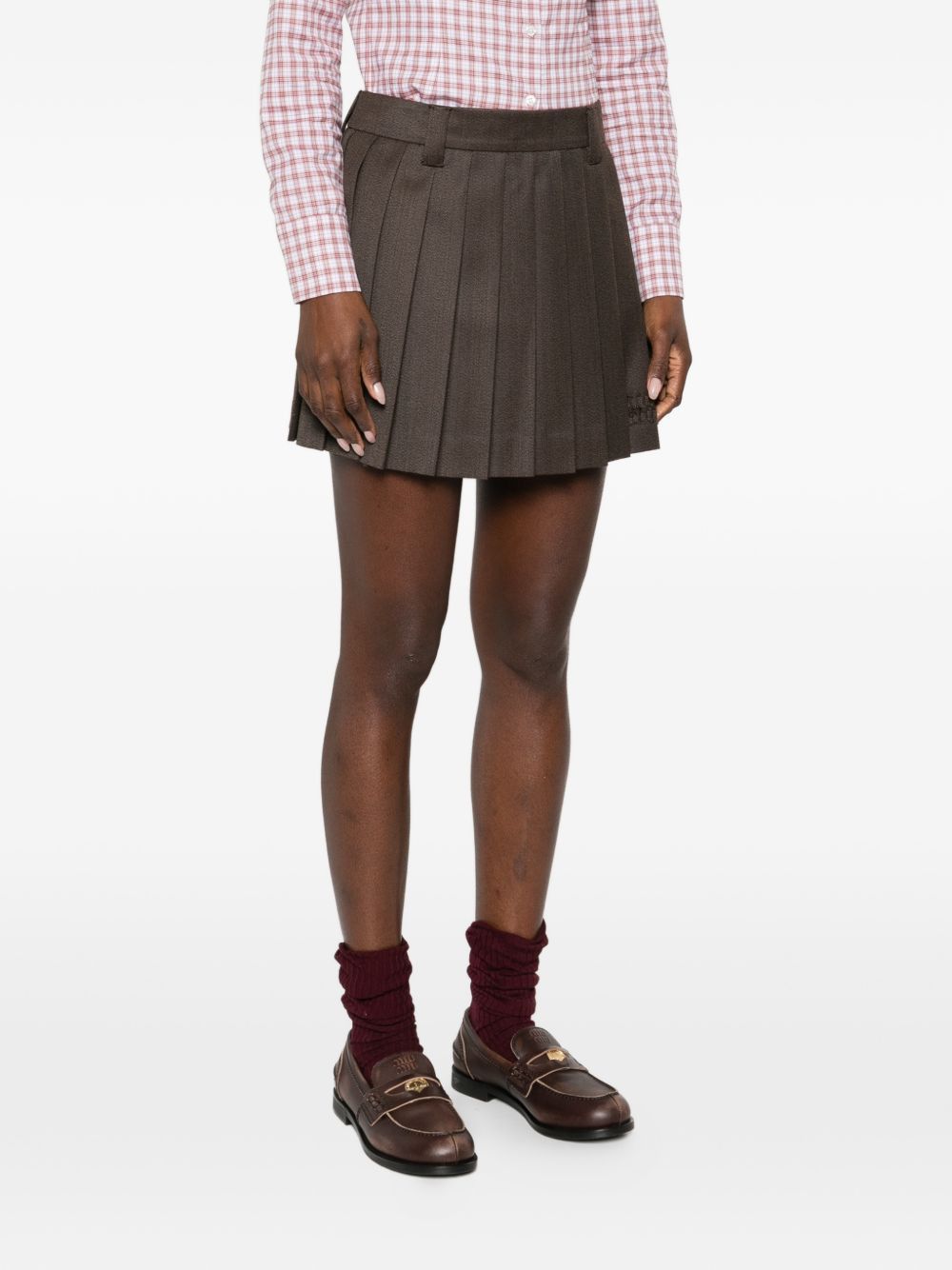 Miu Miu WOOL MINI SKIRT Size 27" / US 4 / IT 40 - 2 Thumbnail