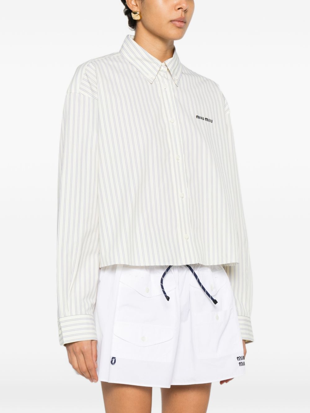 Miu Miu STRIPED COTTON SHIRT Size M / US 6-8 / IT 42-44 - 4 Thumbnail