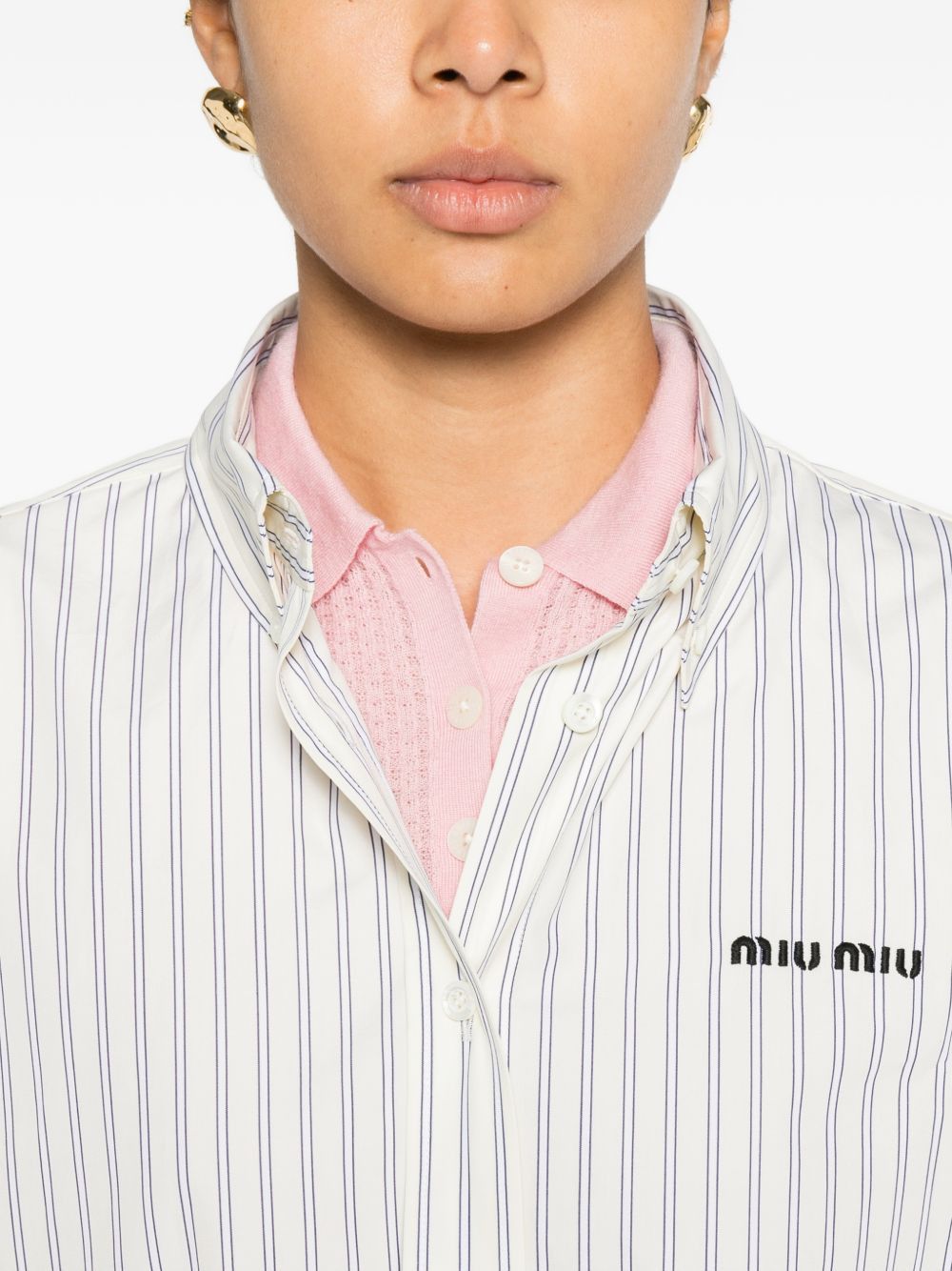 Miu Miu STRIPED COTTON SHIRT Size M / US 6-8 / IT 42-44 - 5 Thumbnail