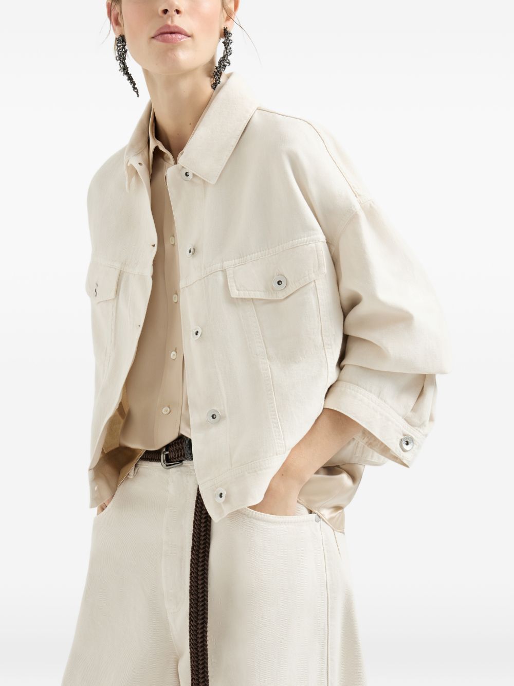 Brunello Cucinelli LINEN AND COTTON BLEND JACKET Size M / US 6-8 / IT 42-44 - 4 Thumbnail
