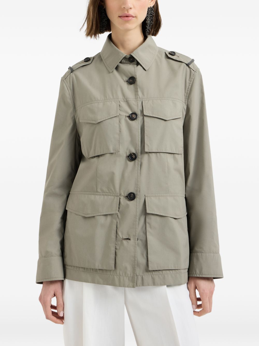 Brunello Cucinelli COTTON BLEND FIELD JACKET Size XS / US 0-2 / IT 36-38 - 2 Thumbnail