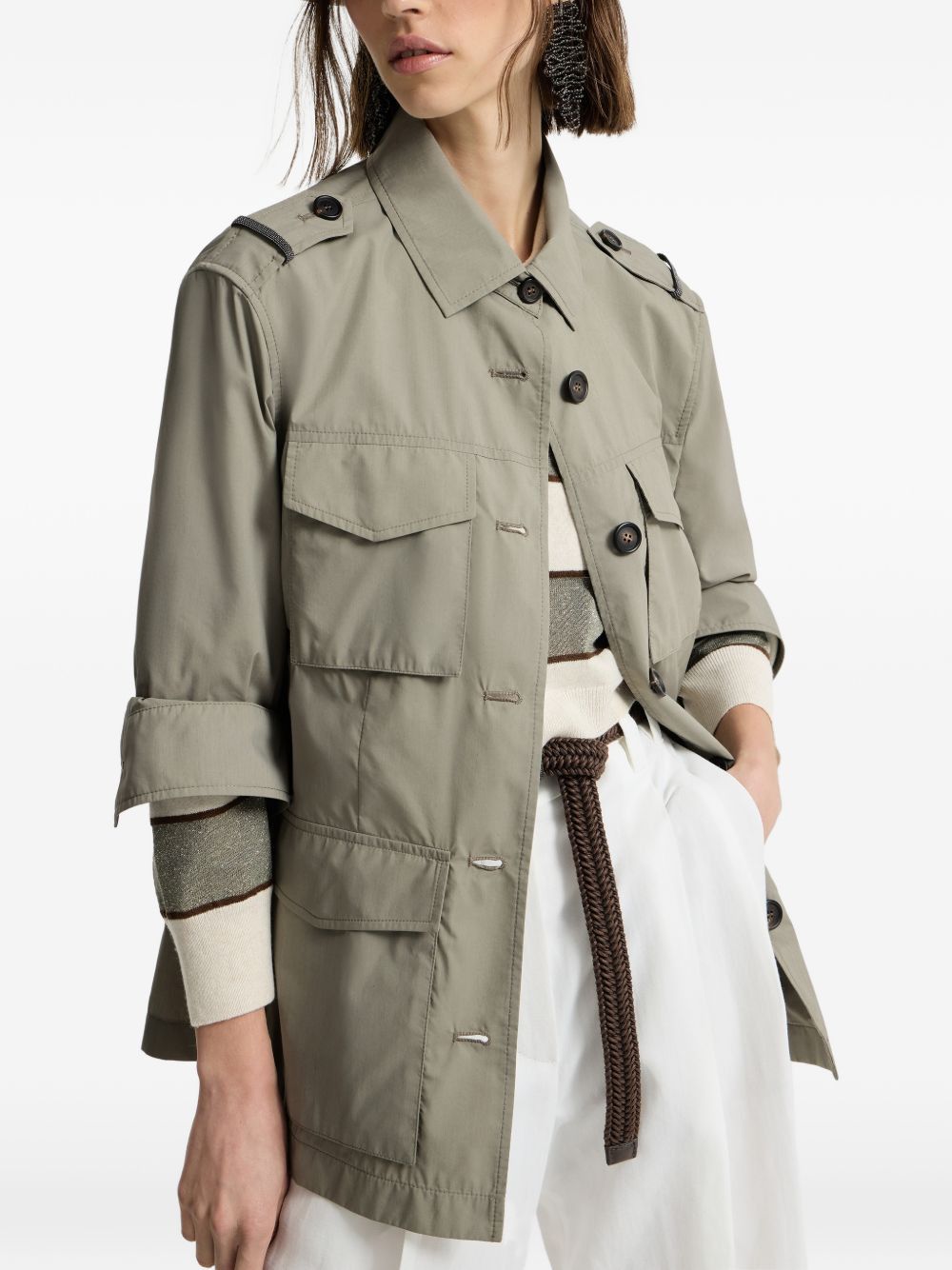 Brunello Cucinelli COTTON BLEND FIELD JACKET Size S / US 4 / IT 40 - 3 Thumbnail