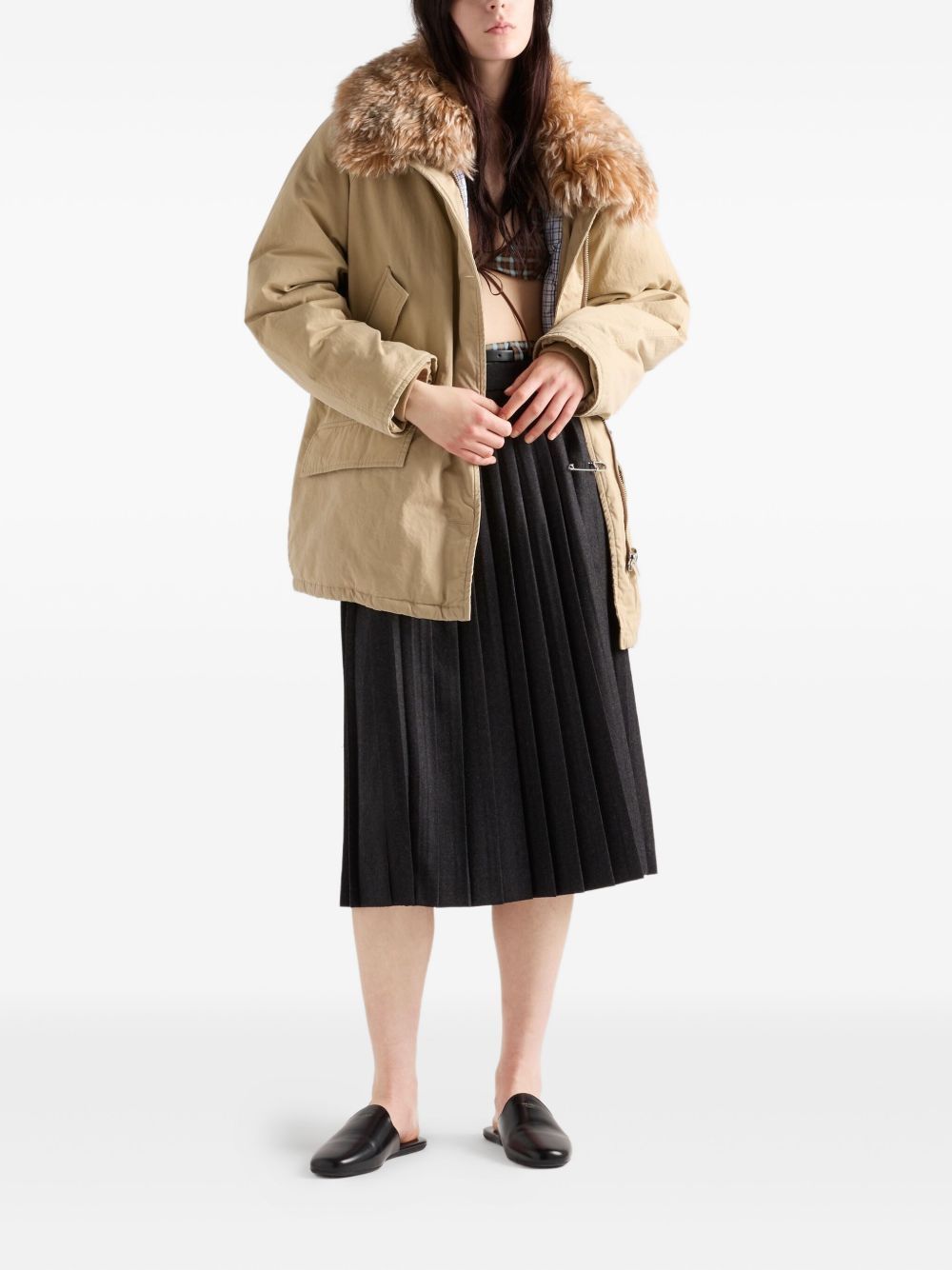 Prada FLANNEL PLEATED SKIRT Size 27" / US 4 / IT 40 - 3 Thumbnail