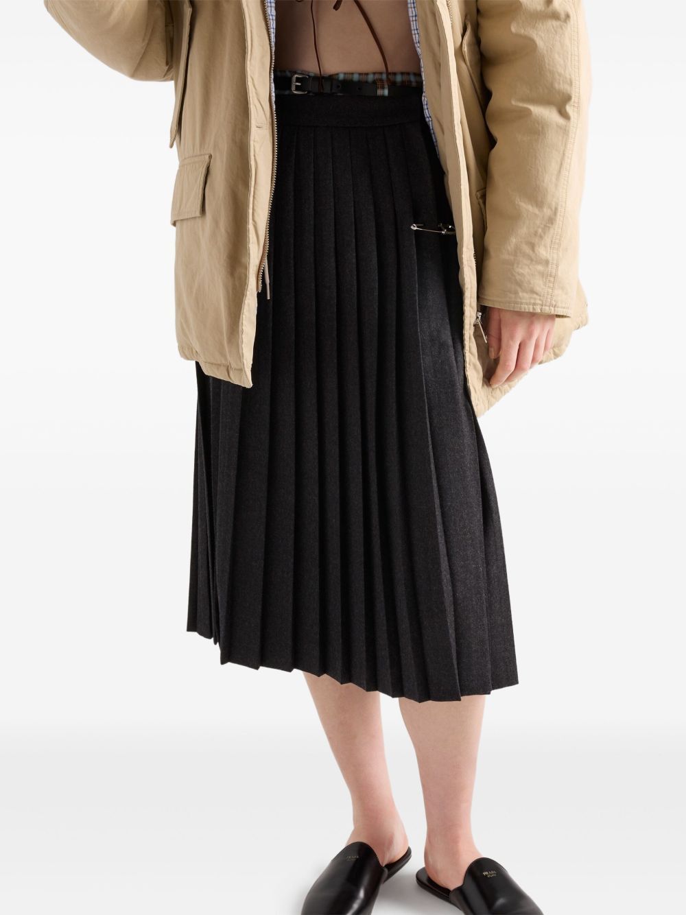 Prada FLANNEL PLEATED SKIRT Size 27" / US 4 / IT 40 - 5 Thumbnail
