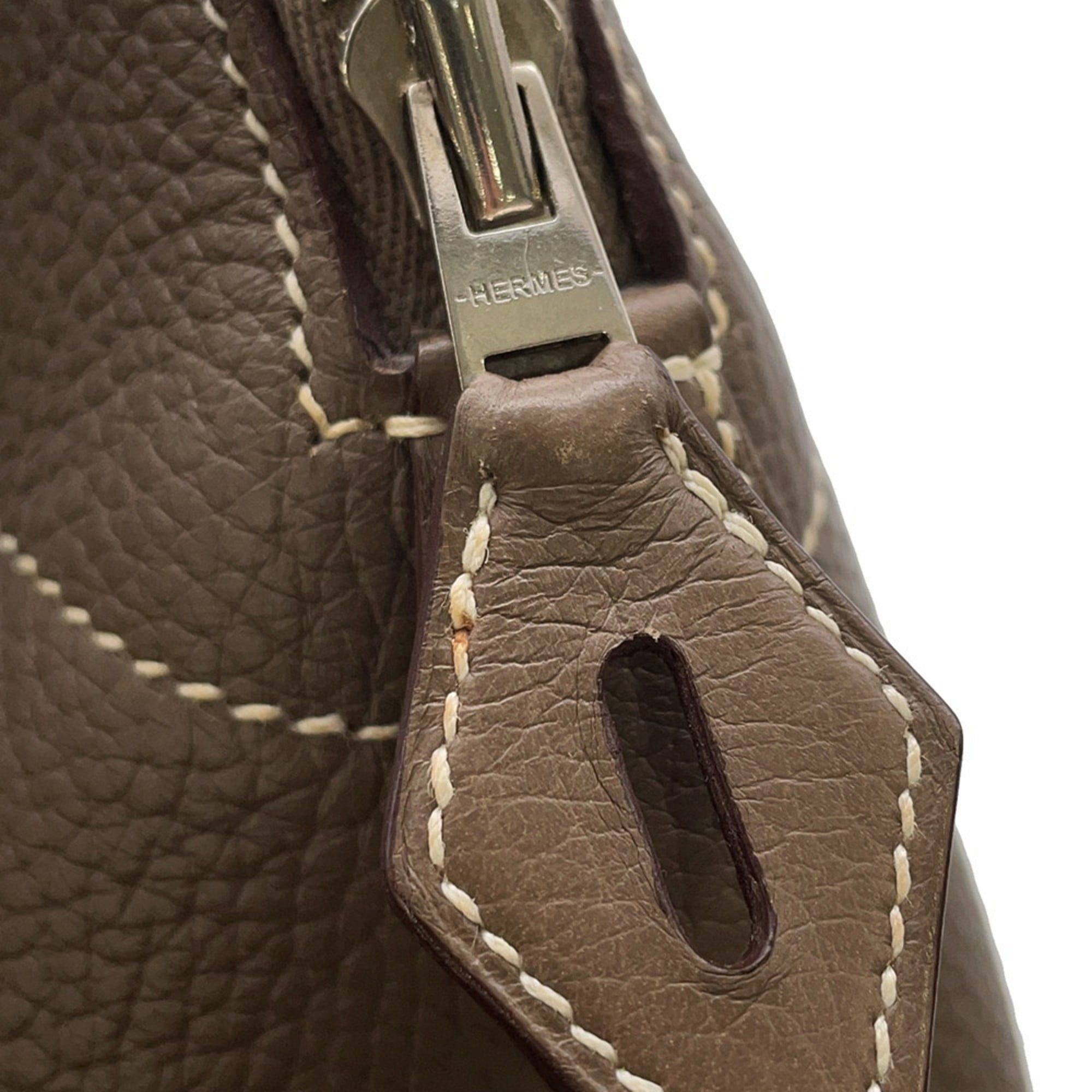 Hermes Hermès Bolide 31 Etoupe Handbag in Taurillon Clemence Leather with C Stamp, 2-Way Shoulder Bag