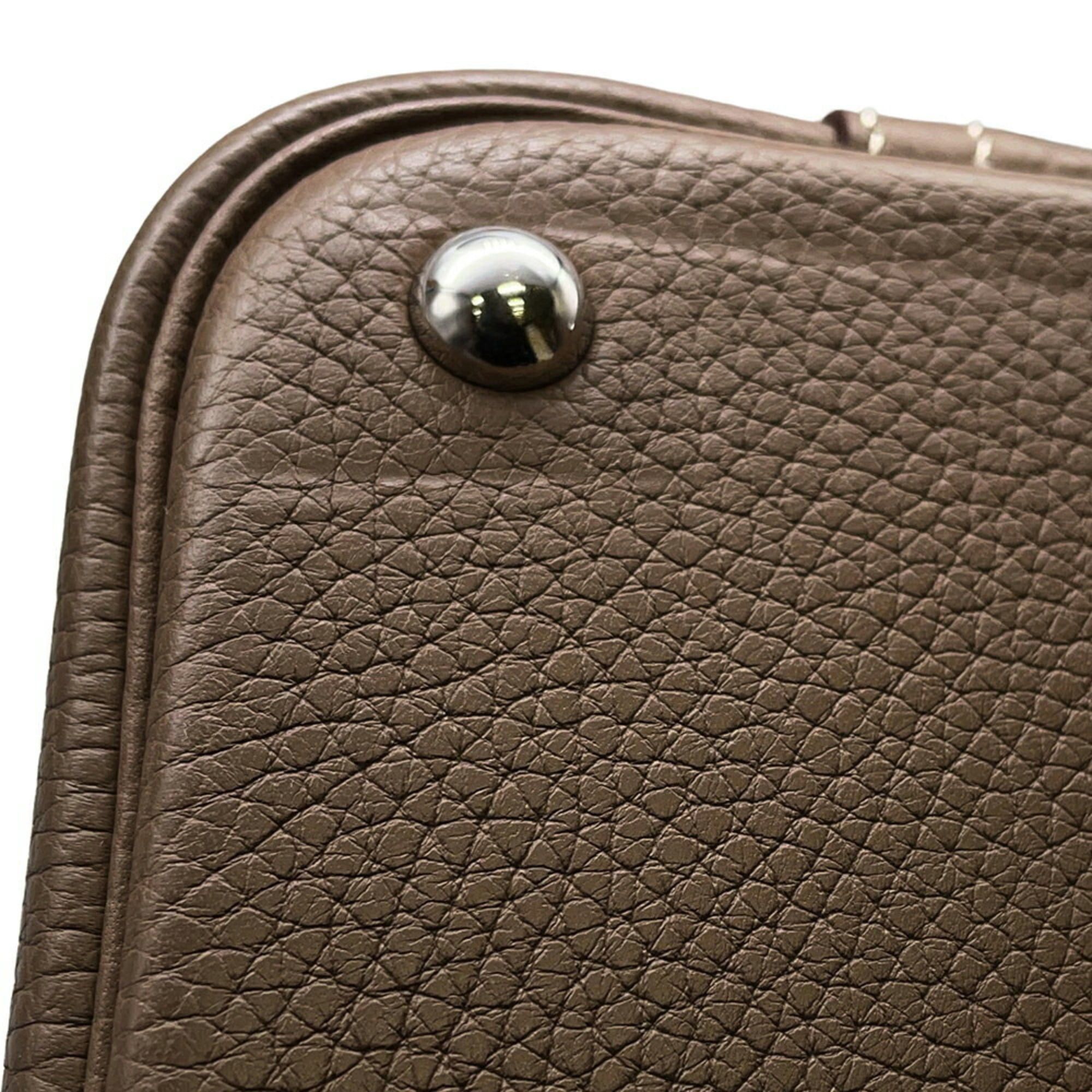 Hermes Hermès Bolide 31 Etoupe Handbag in Taurillon Clemence Leather with C Stamp, 2-Way Shoulder Bag