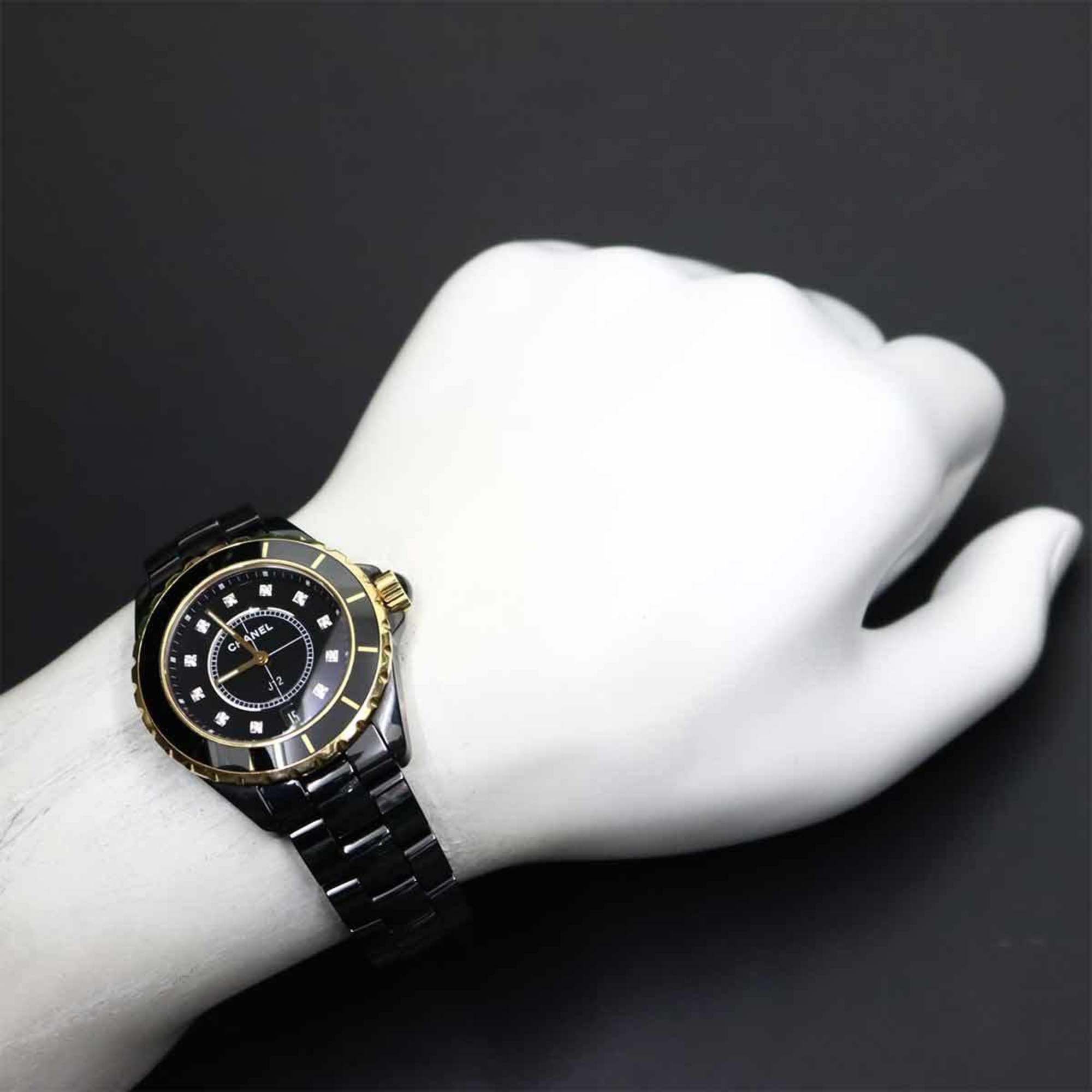 Other CHANEL J12 38mm H2544 Men's Watch with 11 Diamonds, Date Display, Black Ceramic, 18K Pink Gold Quartz Movement Size ONE SIZE - 3 Thumbnail
