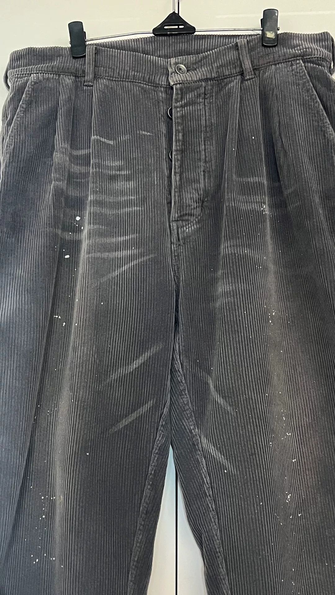 Madness Gray Corduroy Pants with Cut Design Size US 28 / EU 44 - 2 Thumbnail