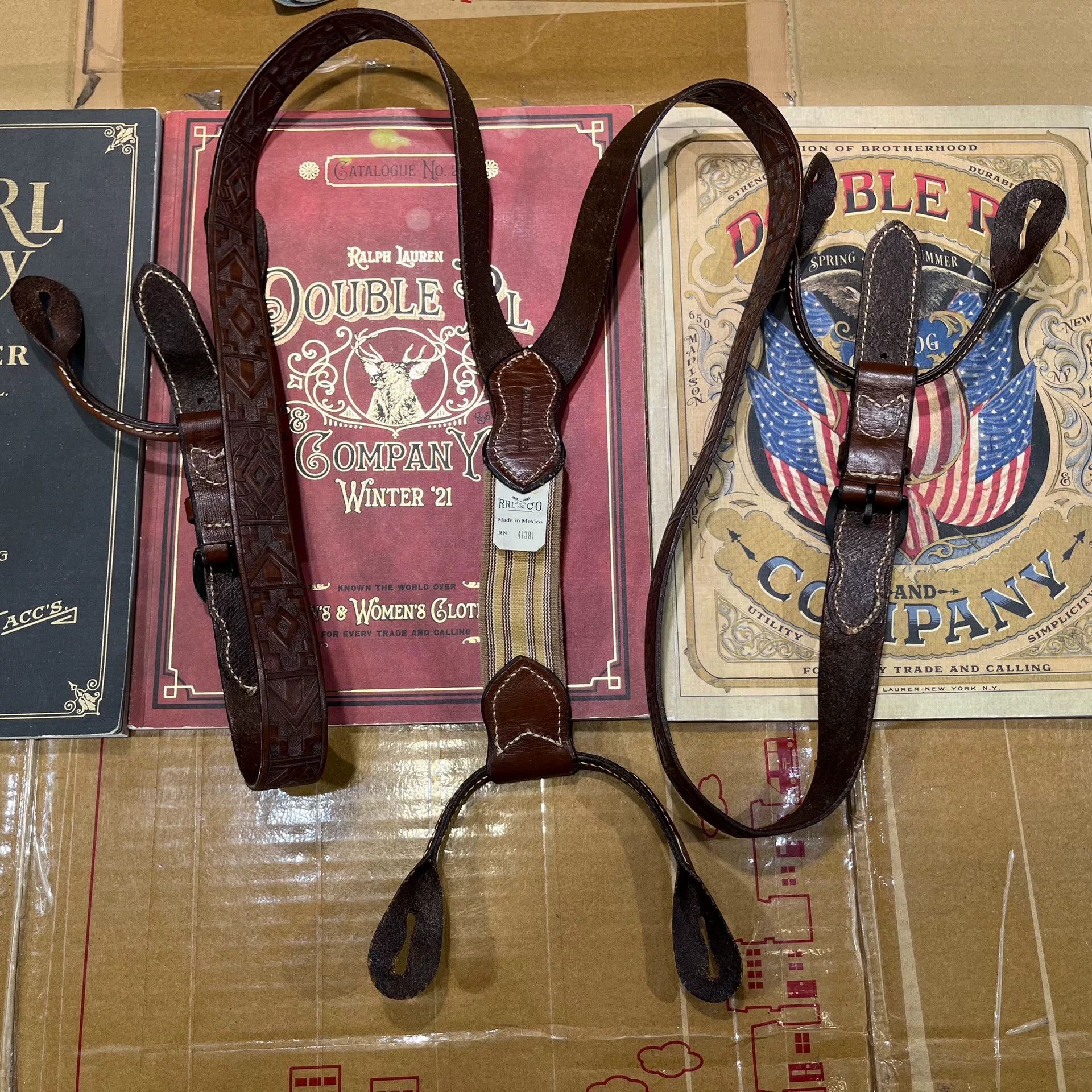 RRL Ralph Lauren RRL Leather Adjustable Suspender Strap Size ONE SIZE - 2 Thumbnail