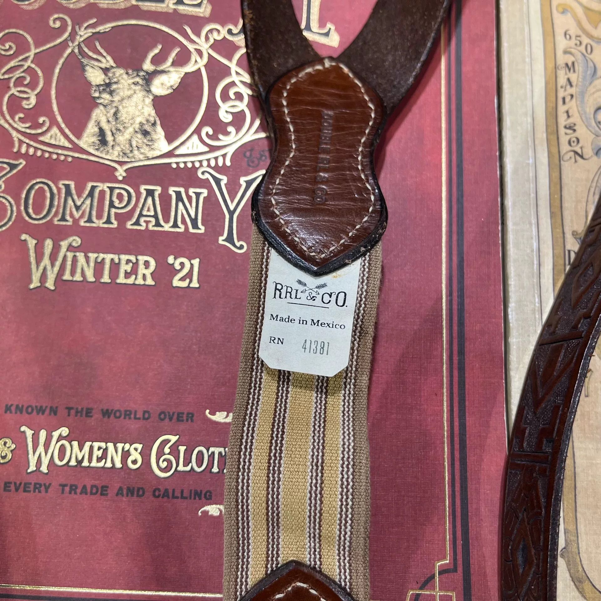 RRL Ralph Lauren RRL Leather Adjustable Suspender Strap Size ONE SIZE - 3 Thumbnail