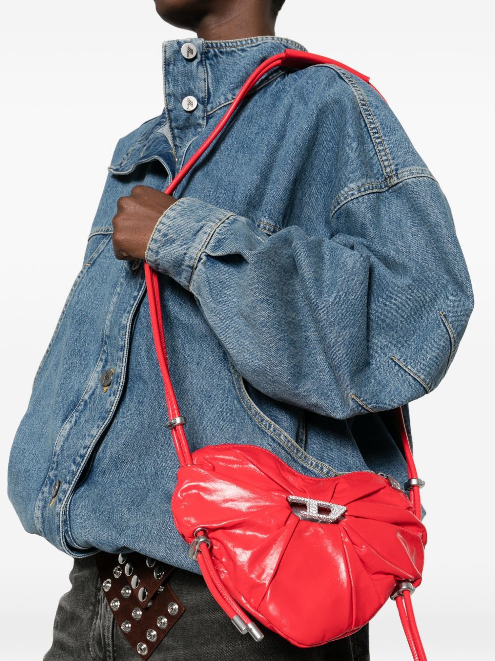 Diesel SCRUNCH LEATHER CROSSBODY BAG Size ONE SIZE - 4 Thumbnail