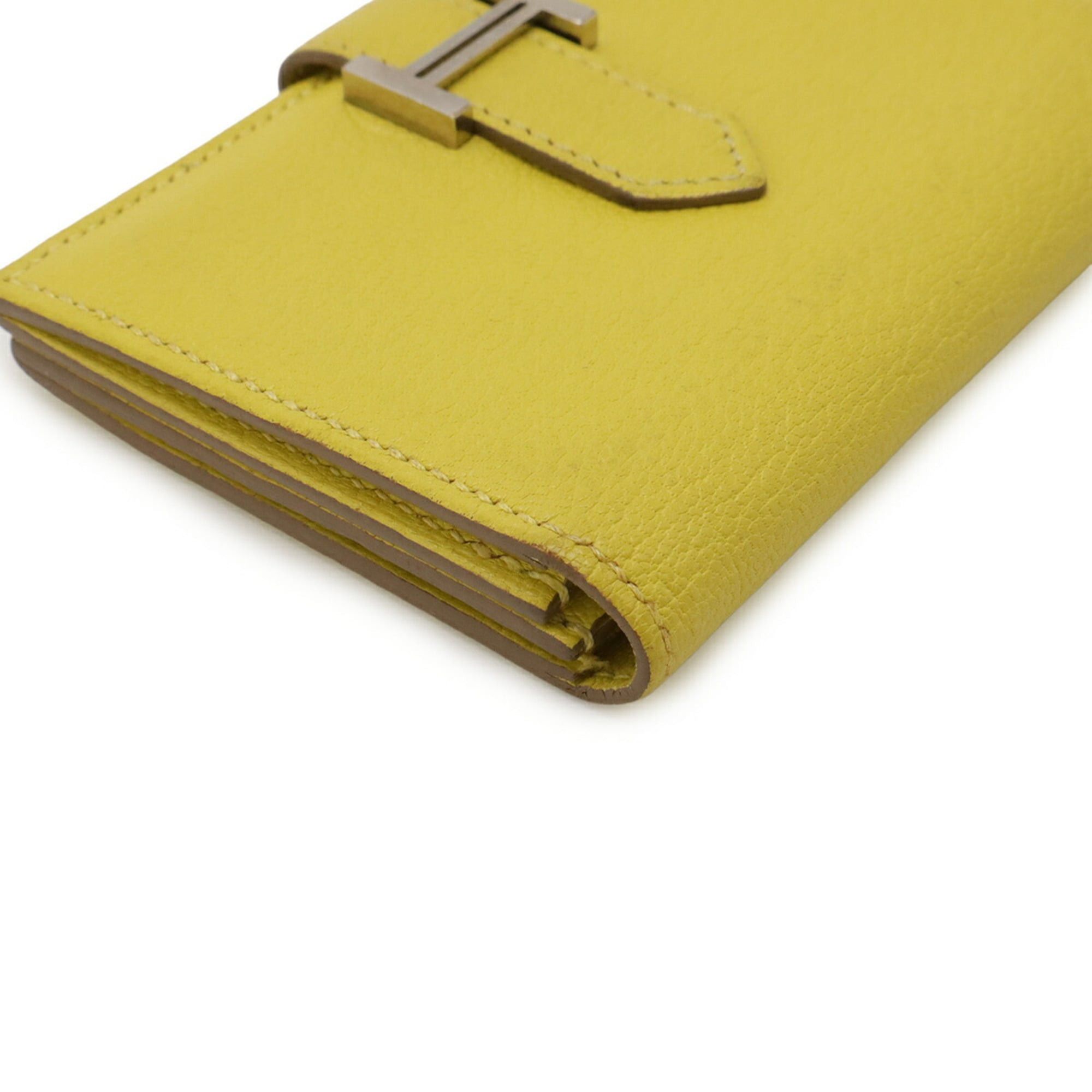 Hermes HERMES Bearn Card Case, Business Holder, Pass Chevre Leather, Lime Yellow, Y Stamp Size ONE SIZE - 4 Thumbnail