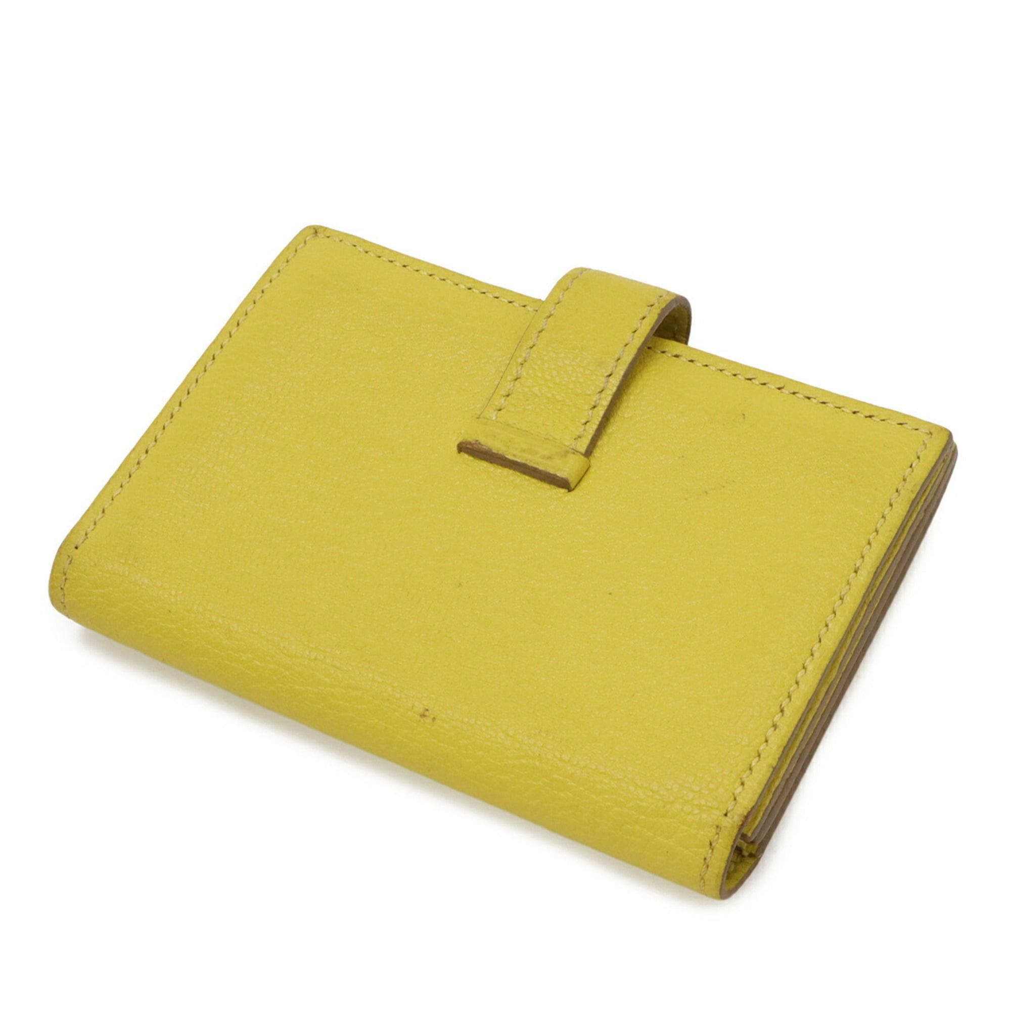 Hermes HERMES Bearn Card Case, Business Holder, Pass Chevre Leather, Lime Yellow, Y Stamp Size ONE SIZE - 3 Thumbnail