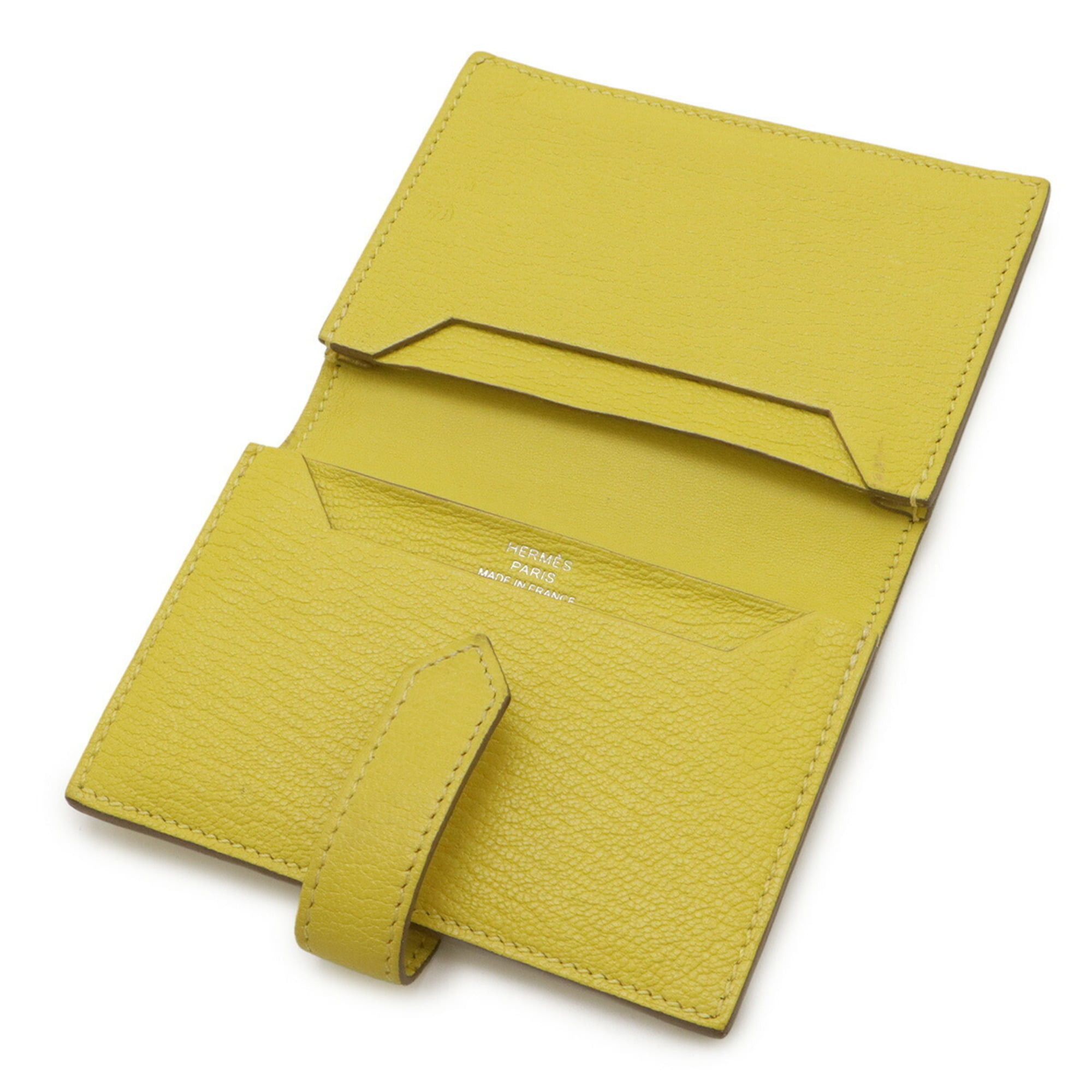 Hermes HERMES Bearn Card Case, Business Holder, Pass Chevre Leather, Lime Yellow, Y Stamp Size ONE SIZE - 6 Thumbnail