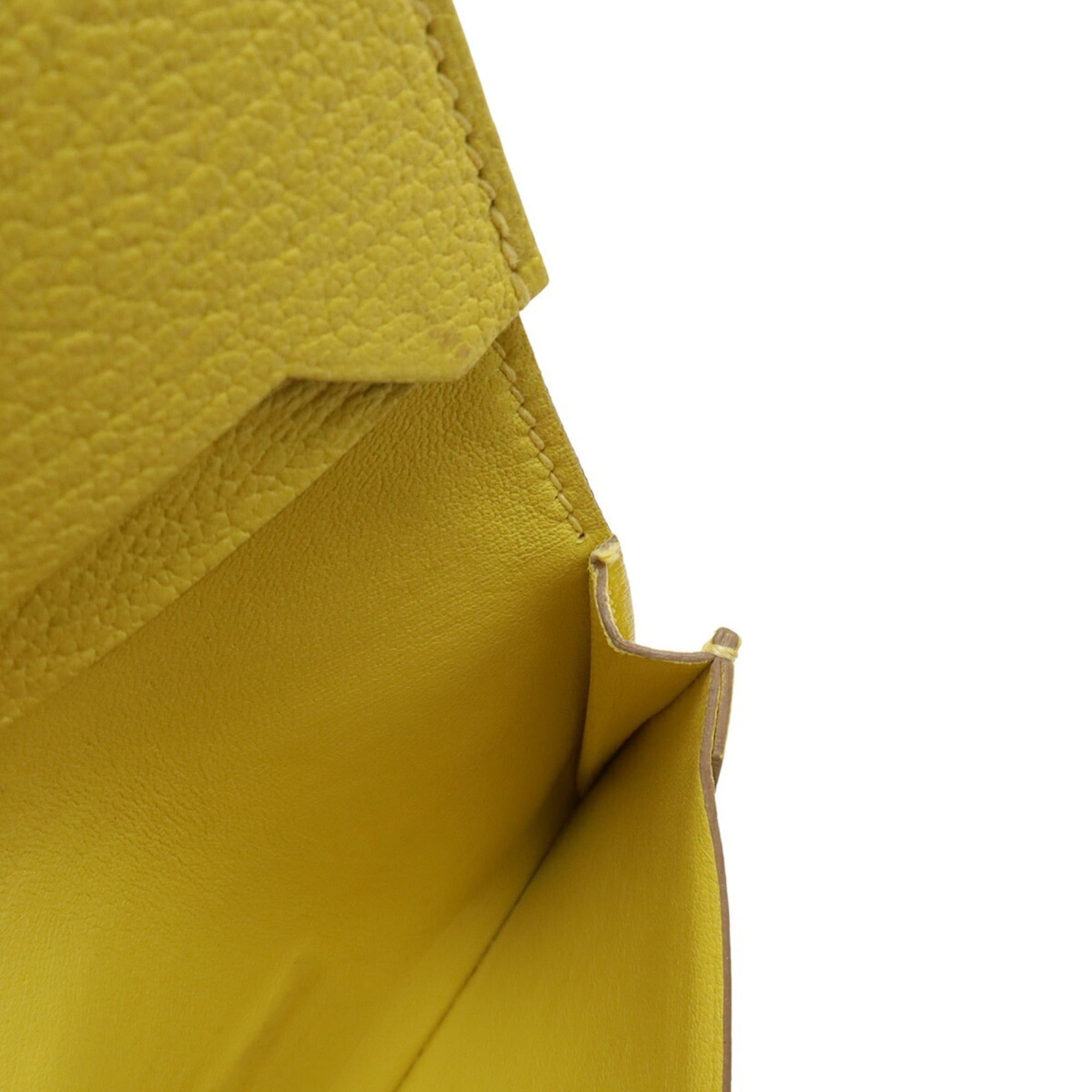 Hermes HERMES Bearn Card Case, Business Holder, Pass Chevre Leather, Lime Yellow, Y Stamp Size ONE SIZE - 9 Thumbnail