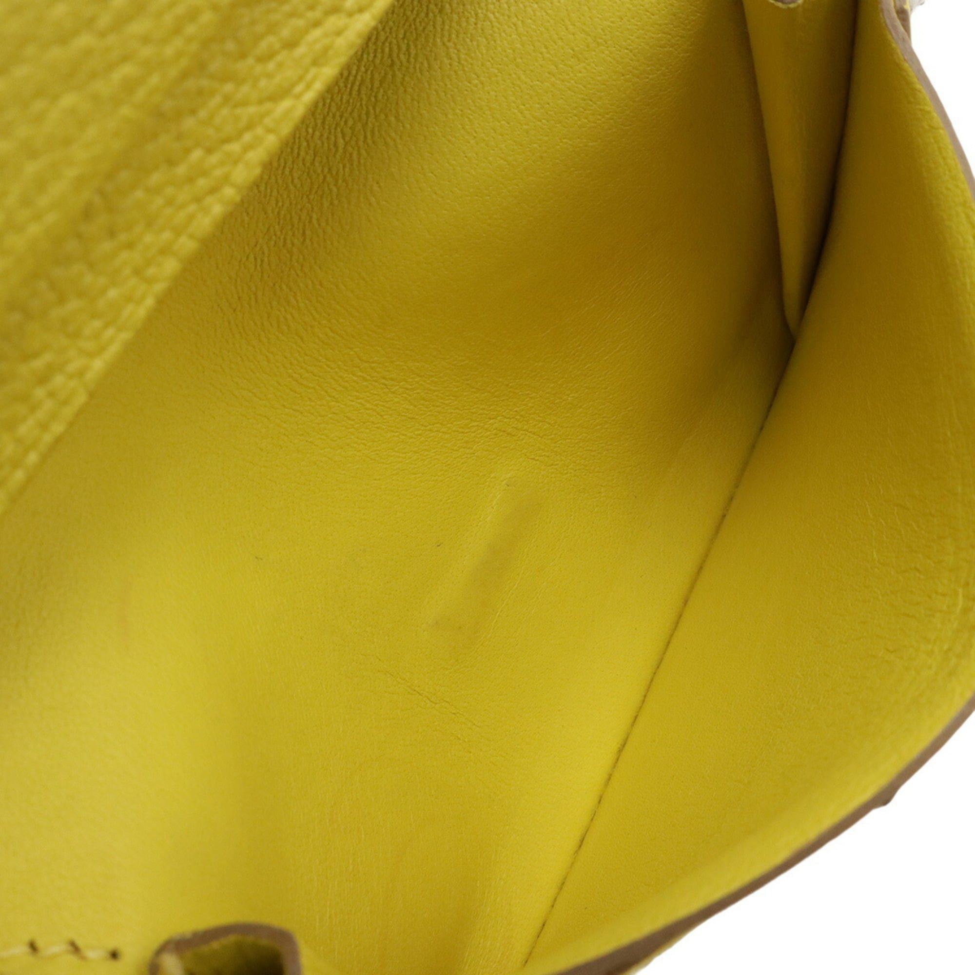 Hermes HERMES Bearn Card Case, Business Holder, Pass Chevre Leather, Lime Yellow, Y Stamp Size ONE SIZE - 7 Thumbnail