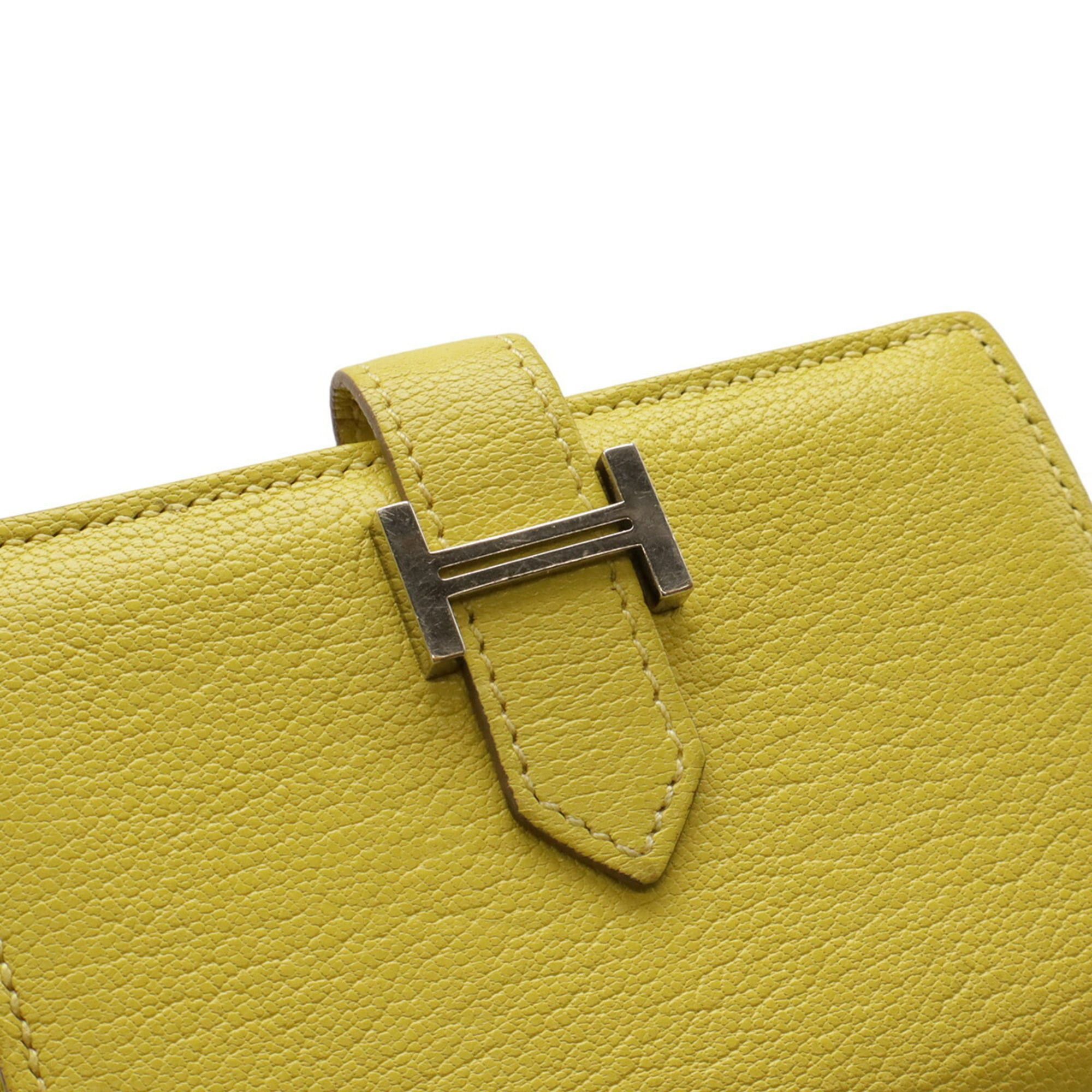 Hermes HERMES Bearn Card Case, Business Holder, Pass Chevre Leather, Lime Yellow, Y Stamp Size ONE SIZE - 5 Thumbnail
