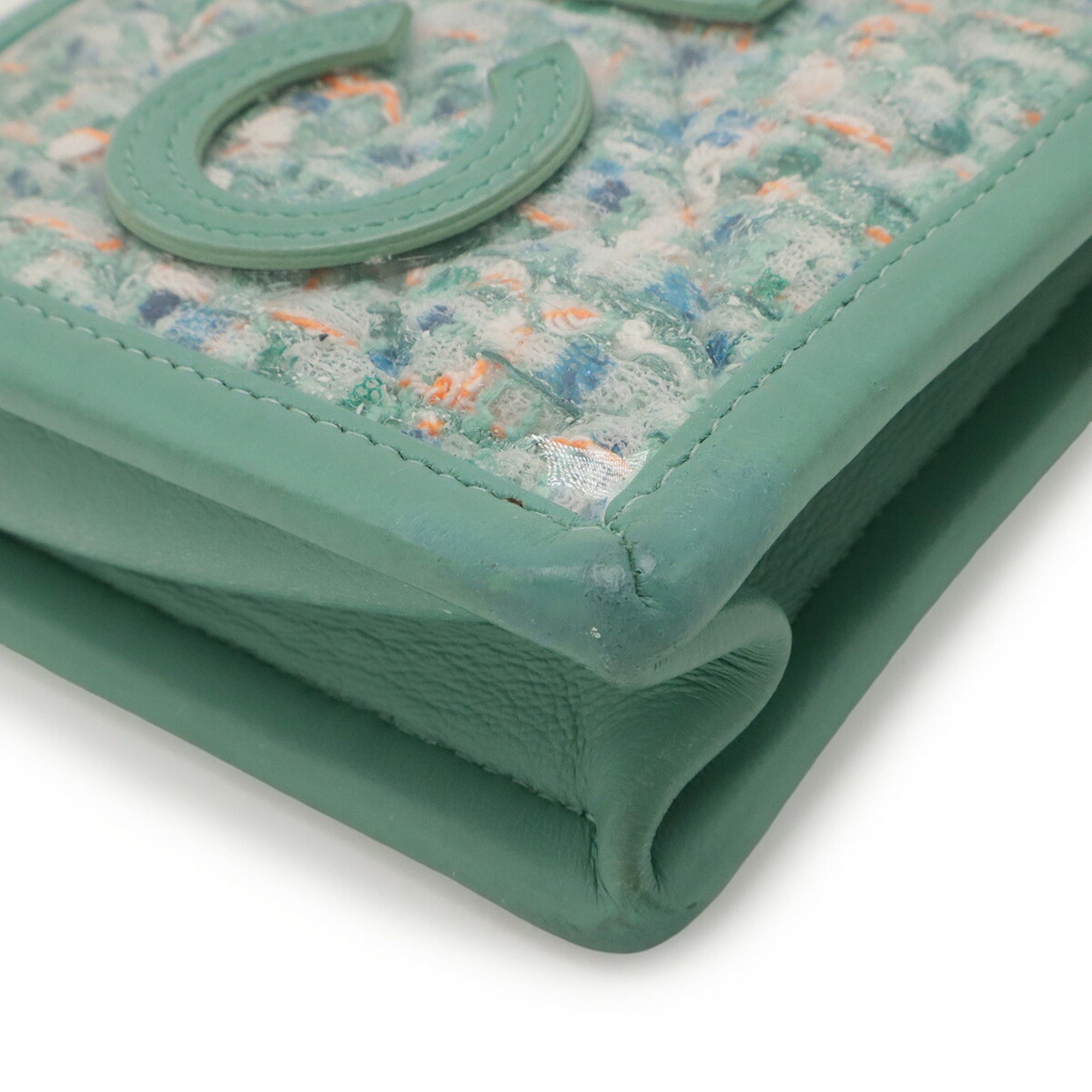 Chanel CHANEL Tweed Chain Shoulder Bag/Pouch in Vinyl, Leather, and Clear Blue-Green Size ONE SIZE - 4 Thumbnail