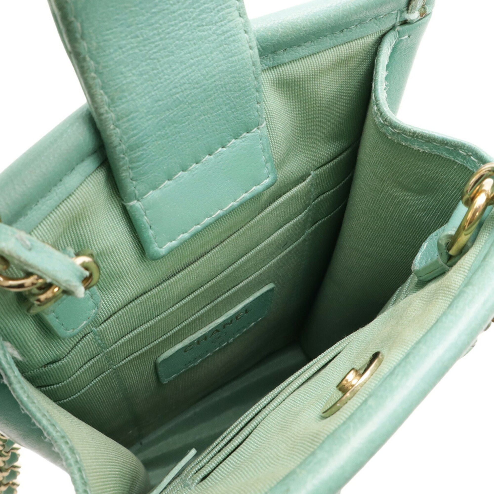 Chanel CHANEL Tweed Chain Shoulder Bag/Pouch in Vinyl, Leather, and Clear Blue-Green Size ONE SIZE - 7 Thumbnail