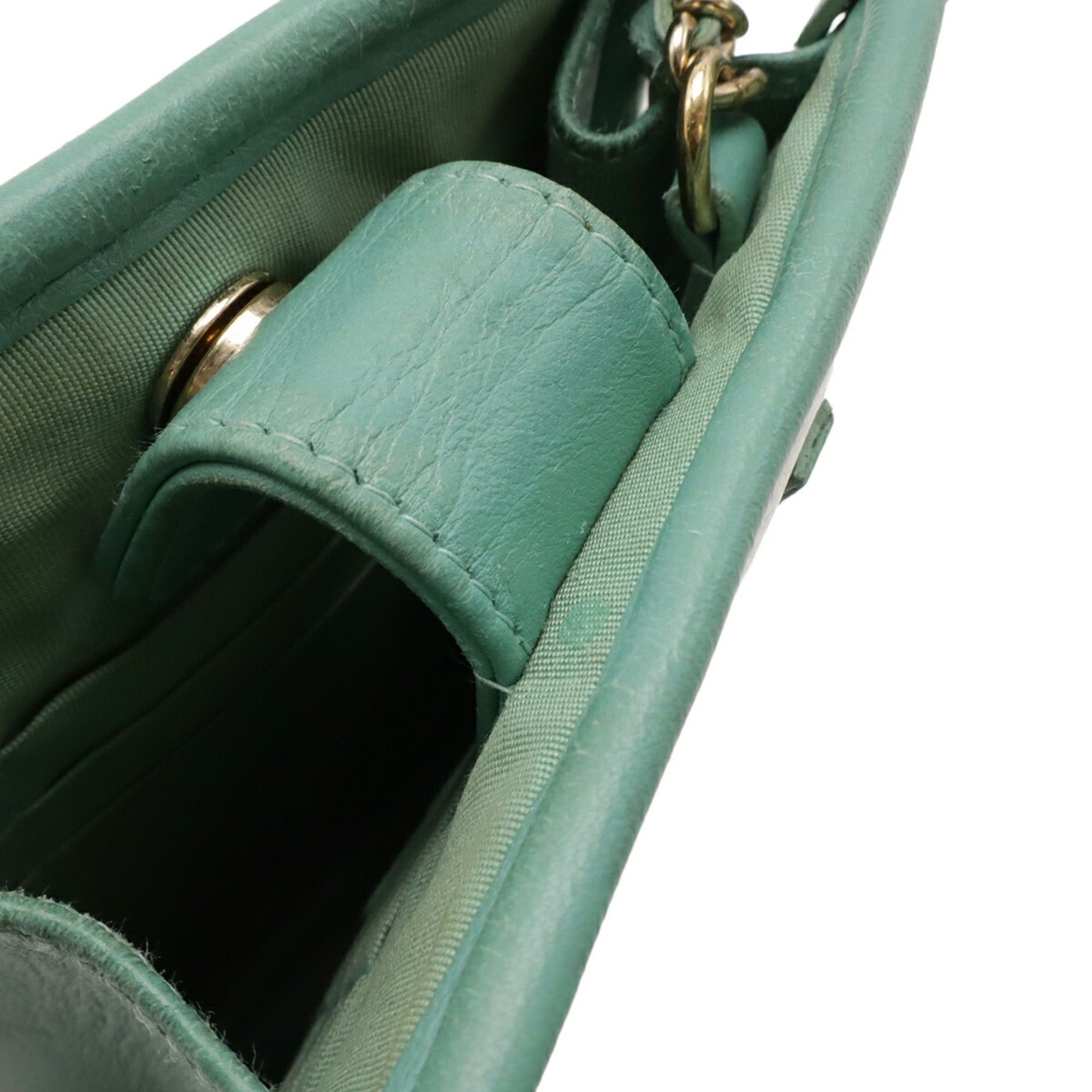 Chanel CHANEL Tweed Chain Shoulder Bag/Pouch in Vinyl, Leather, and Clear Blue-Green Size ONE SIZE - 10 Thumbnail