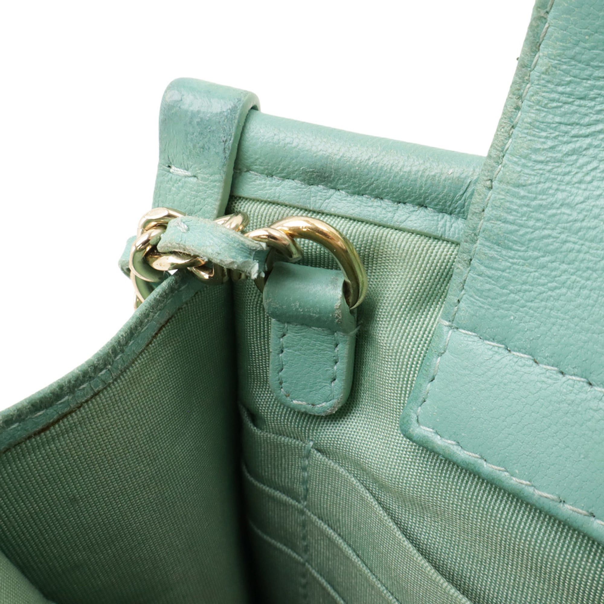 Chanel CHANEL Tweed Chain Shoulder Bag/Pouch in Vinyl, Leather, and Clear Blue-Green Size ONE SIZE - 9 Thumbnail