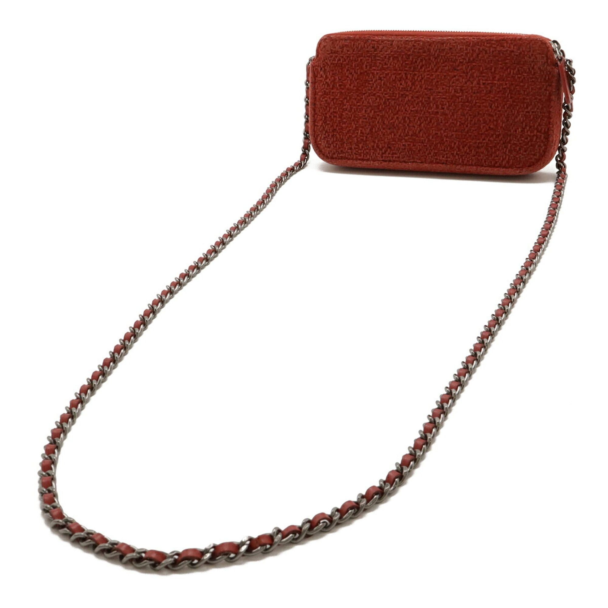 Chanel CHANEL Deauville Chain Wallet, Long Shoulder Bag, Pochette, Clutch, Velvet, Pink Red, A81978 Size ONE SIZE - 3 Thumbnail