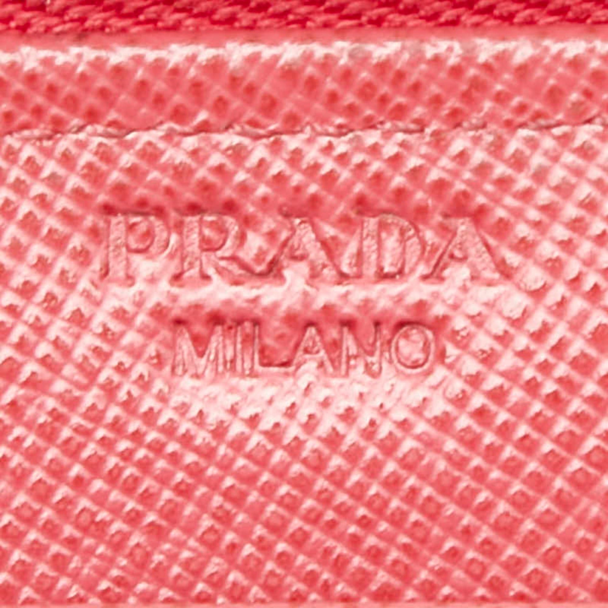 Prada Prada Ribbon Round Zip Long Wallet in Pink Saffiano Leather for Women Size ONE SIZE - 7 Thumbnail