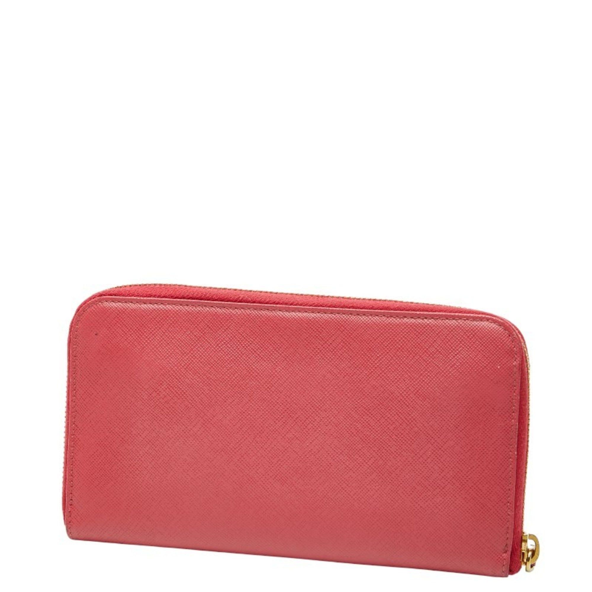 Prada Prada Ribbon Round Zip Long Wallet in Pink Saffiano Leather for Women Size ONE SIZE - 2 Thumbnail