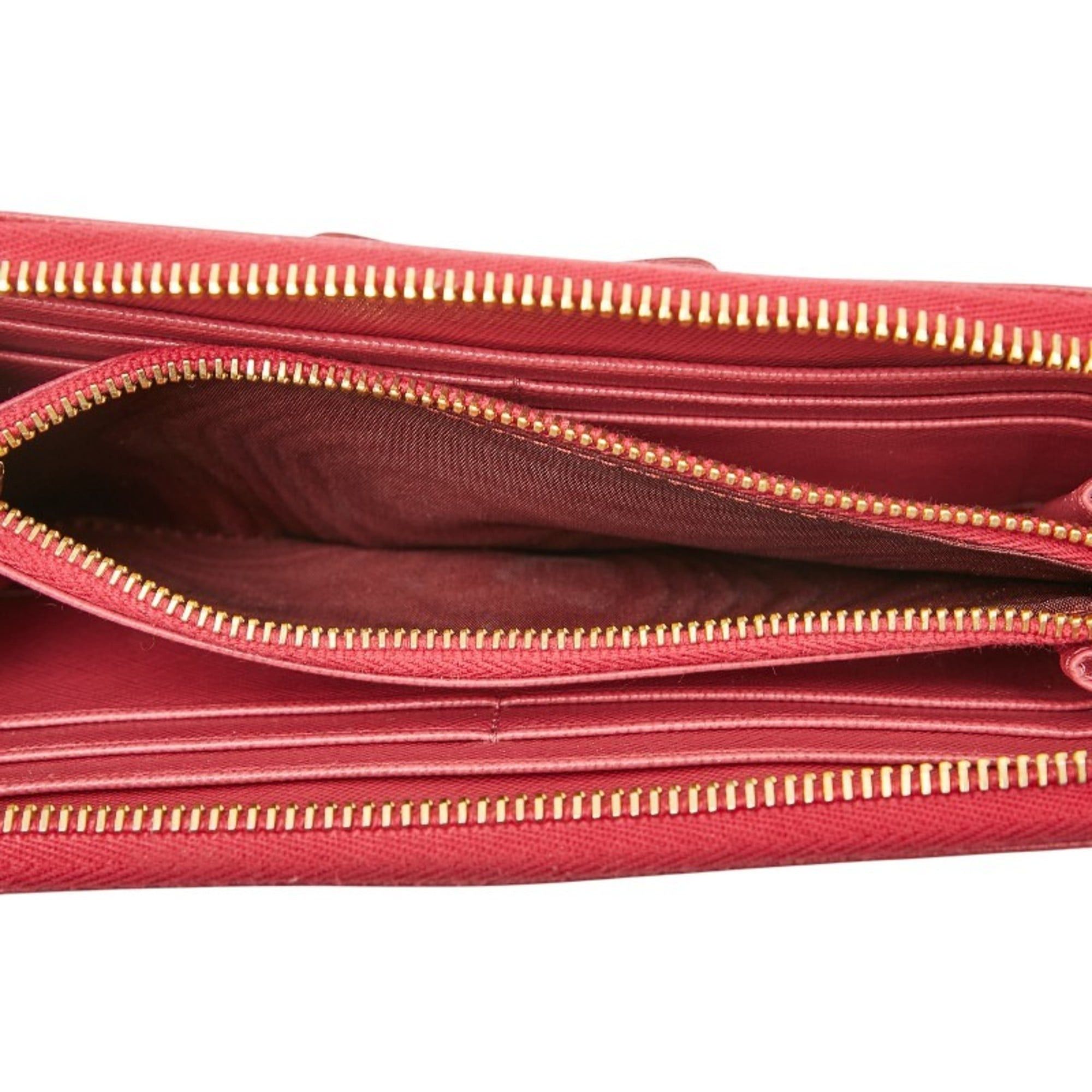 Prada Prada Ribbon Round Zip Long Wallet in Pink Saffiano Leather for Women Size ONE SIZE - 6 Thumbnail