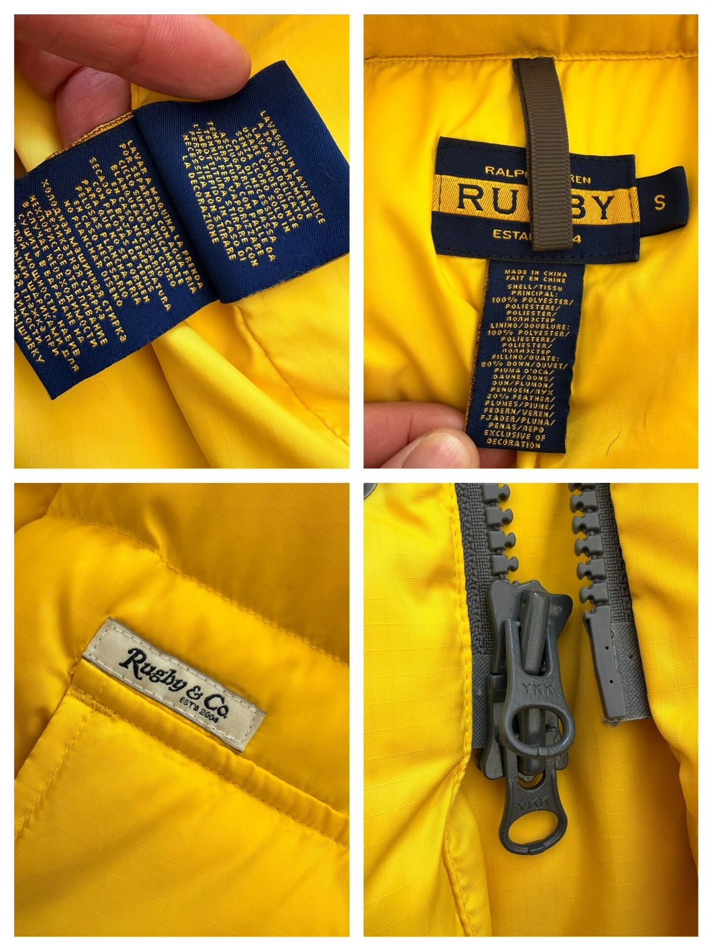 Rugby Ralph Lauren Yellow Hooded Puffer Jacket RL Rugby Size US S / EU 44-46 / 1 - 9 Thumbnail