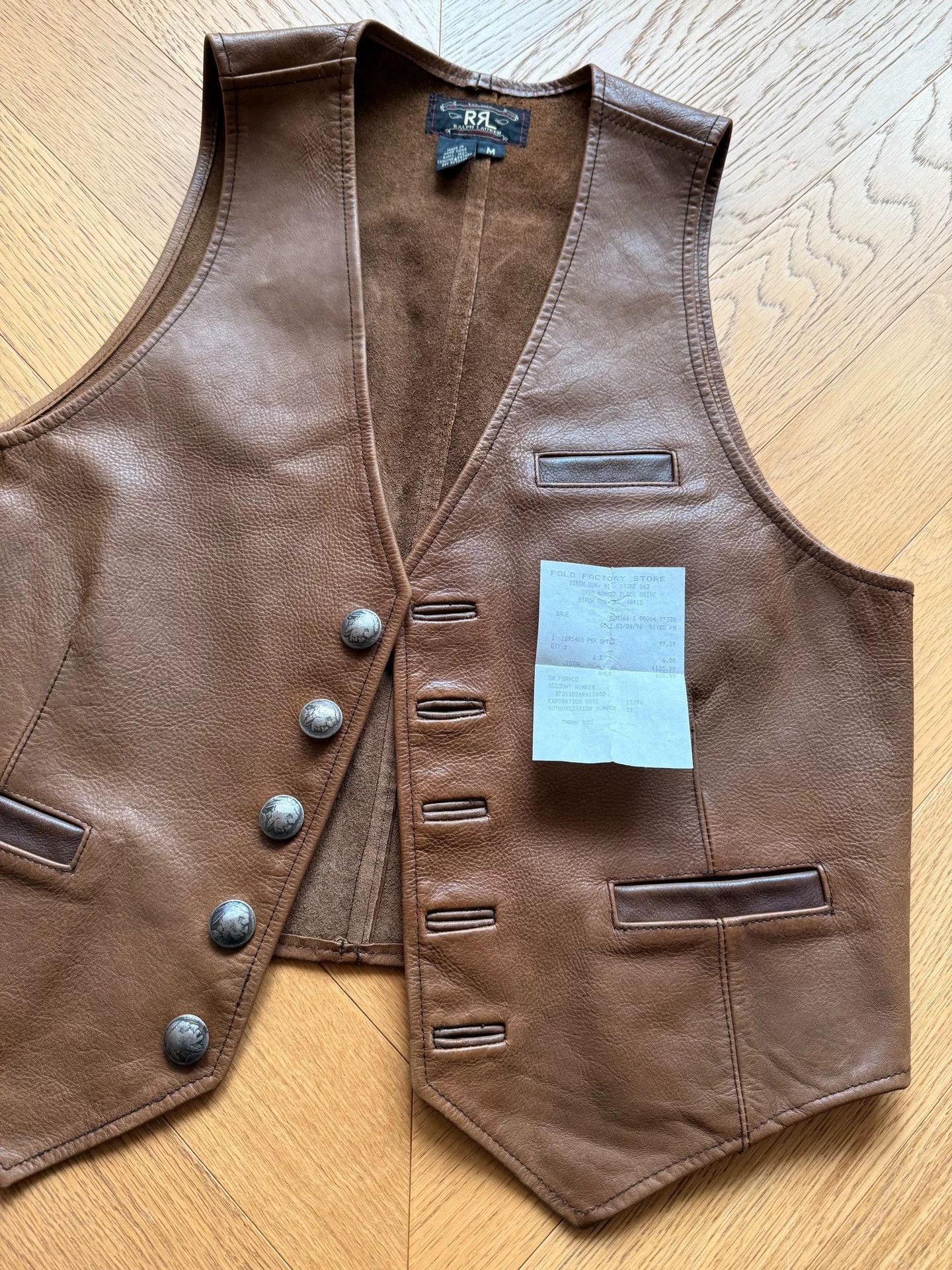 RRL Ralph Lauren RRL Vintage Brown Leather Vest for Men Size US M / EU 48-50 / 2 - 3 Thumbnail