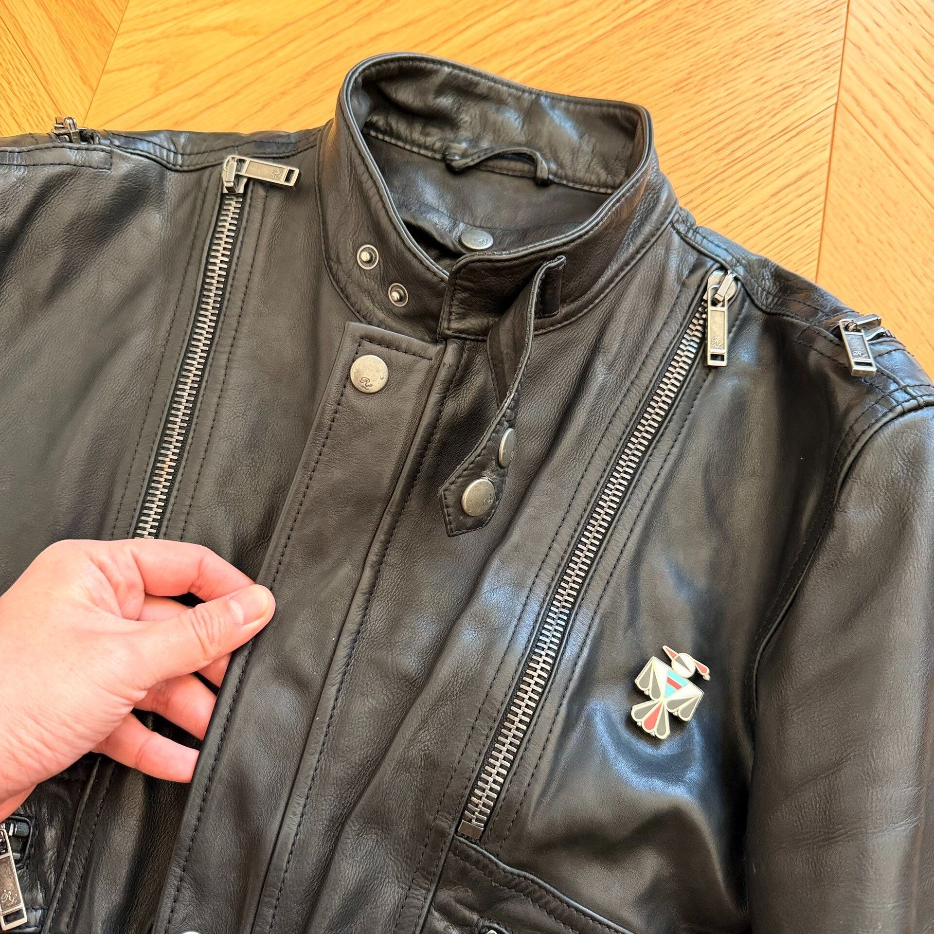 Ralph Lauren Purple Label Classic Black Leather Motorcycle Jacket Size US L / EU 52-54 / 3 - 5 Thumbnail