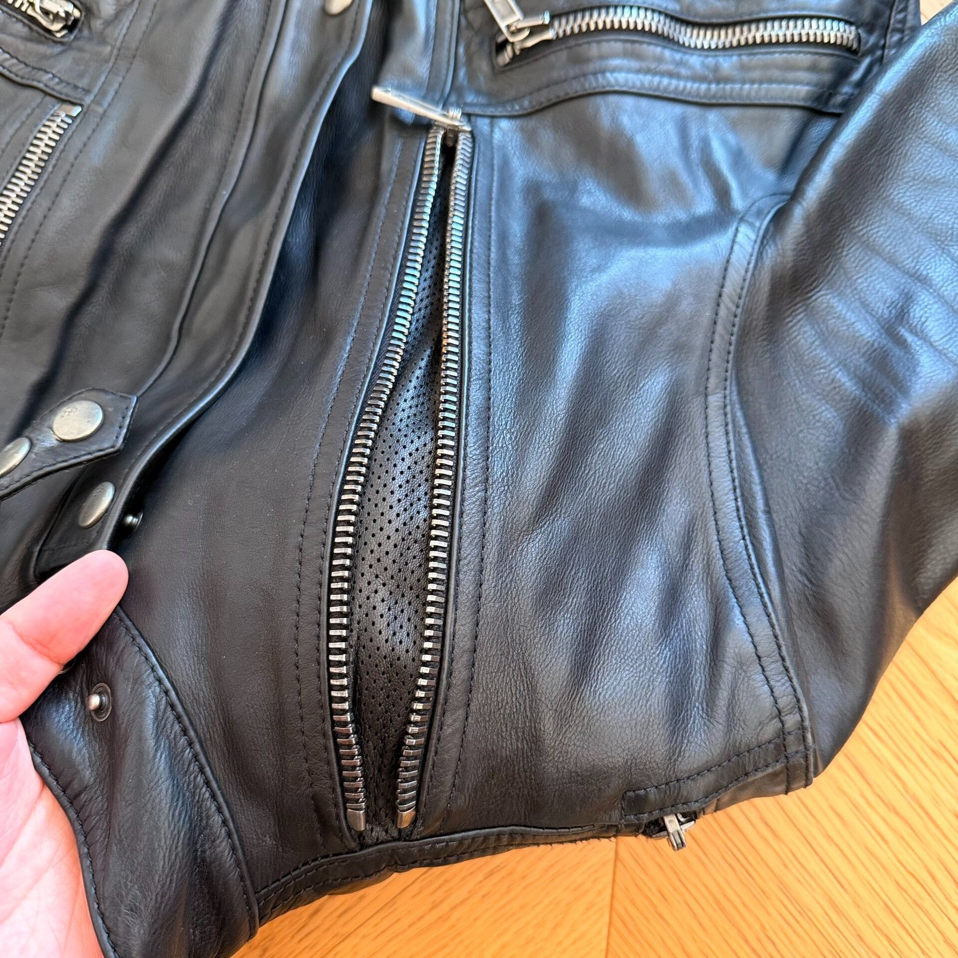 Ralph Lauren Purple Label Classic Black Leather Motorcycle Jacket Size US L / EU 52-54 / 3 - 9 Thumbnail