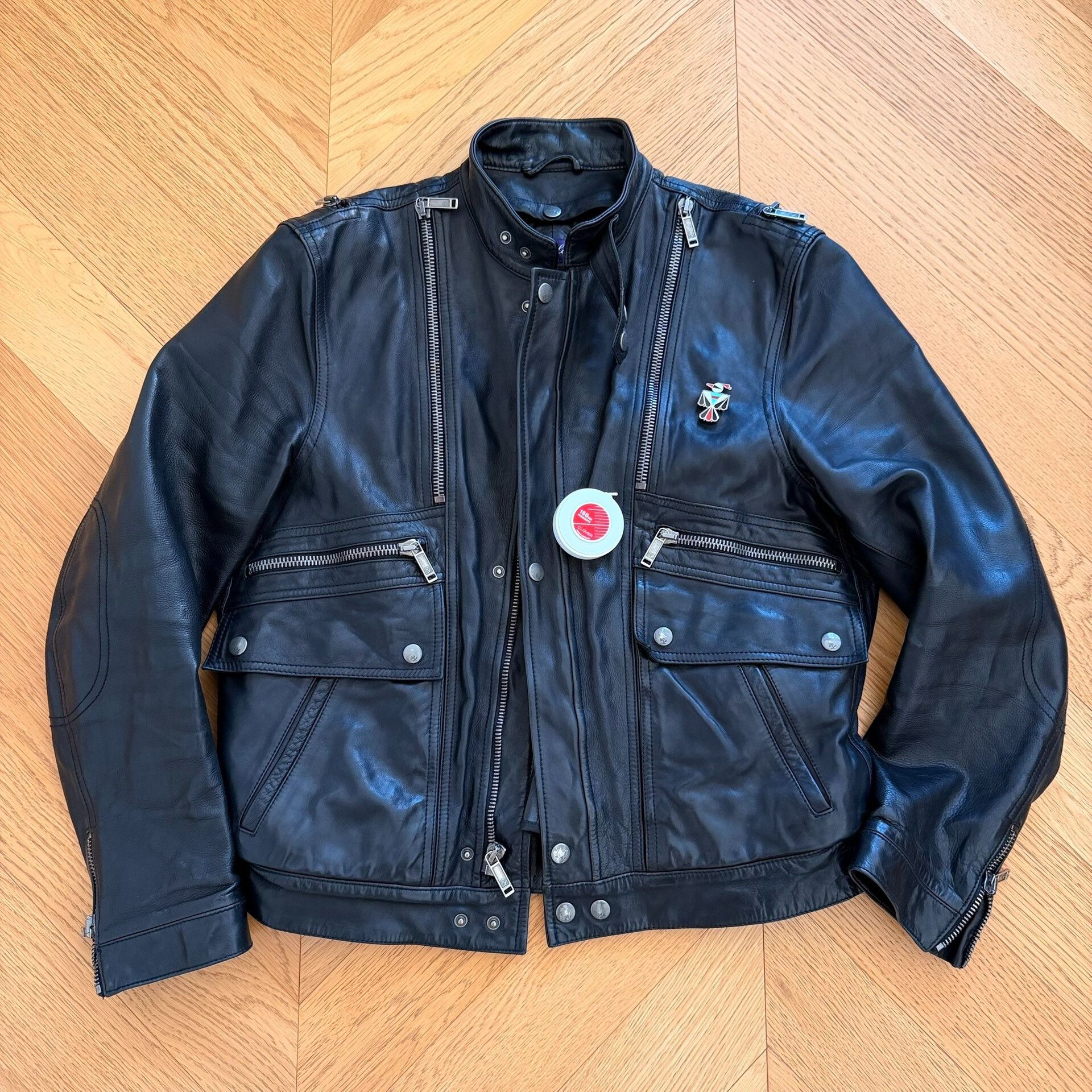 Ralph Lauren Purple Label Classic Black Leather Motorcycle Jacket Size US L / EU 52-54 / 3 - 3 Thumbnail