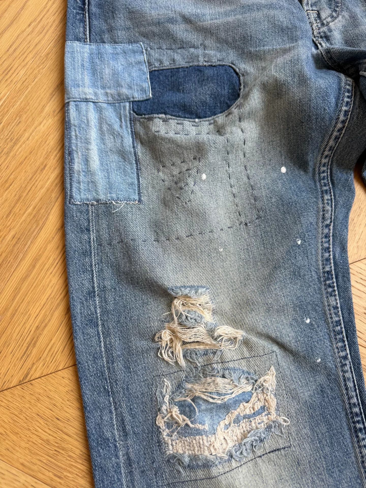 RLX Ralph Lauren Vintage Wash Patchwork Denim Jeans Size US 32 / EU 48 - 7 Thumbnail