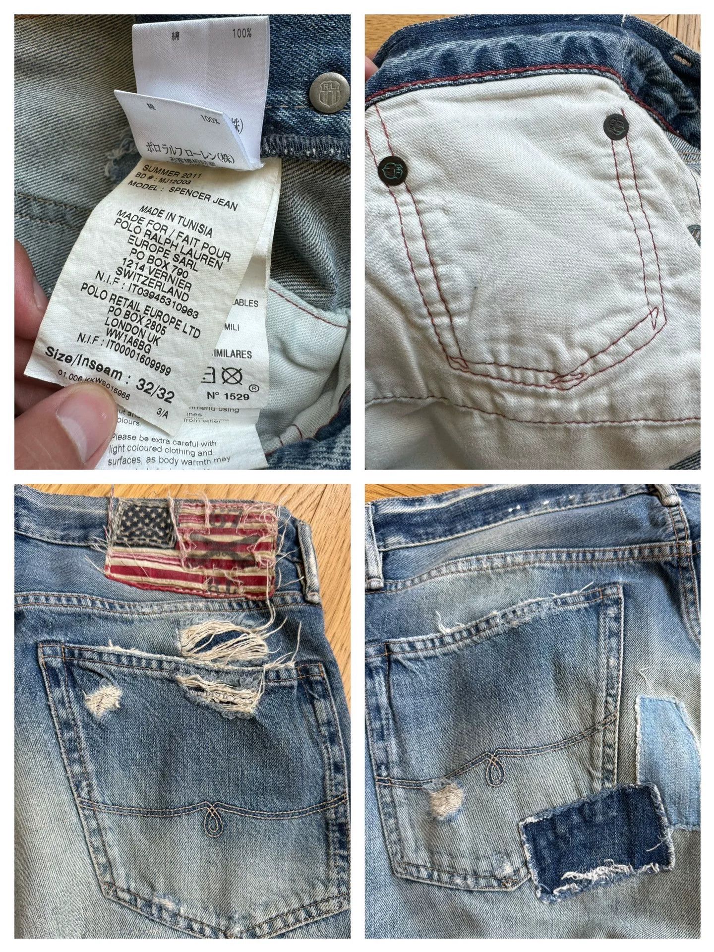 RLX Ralph Lauren Vintage Wash Patchwork Denim Jeans Size US 32 / EU 48 - 9 Thumbnail